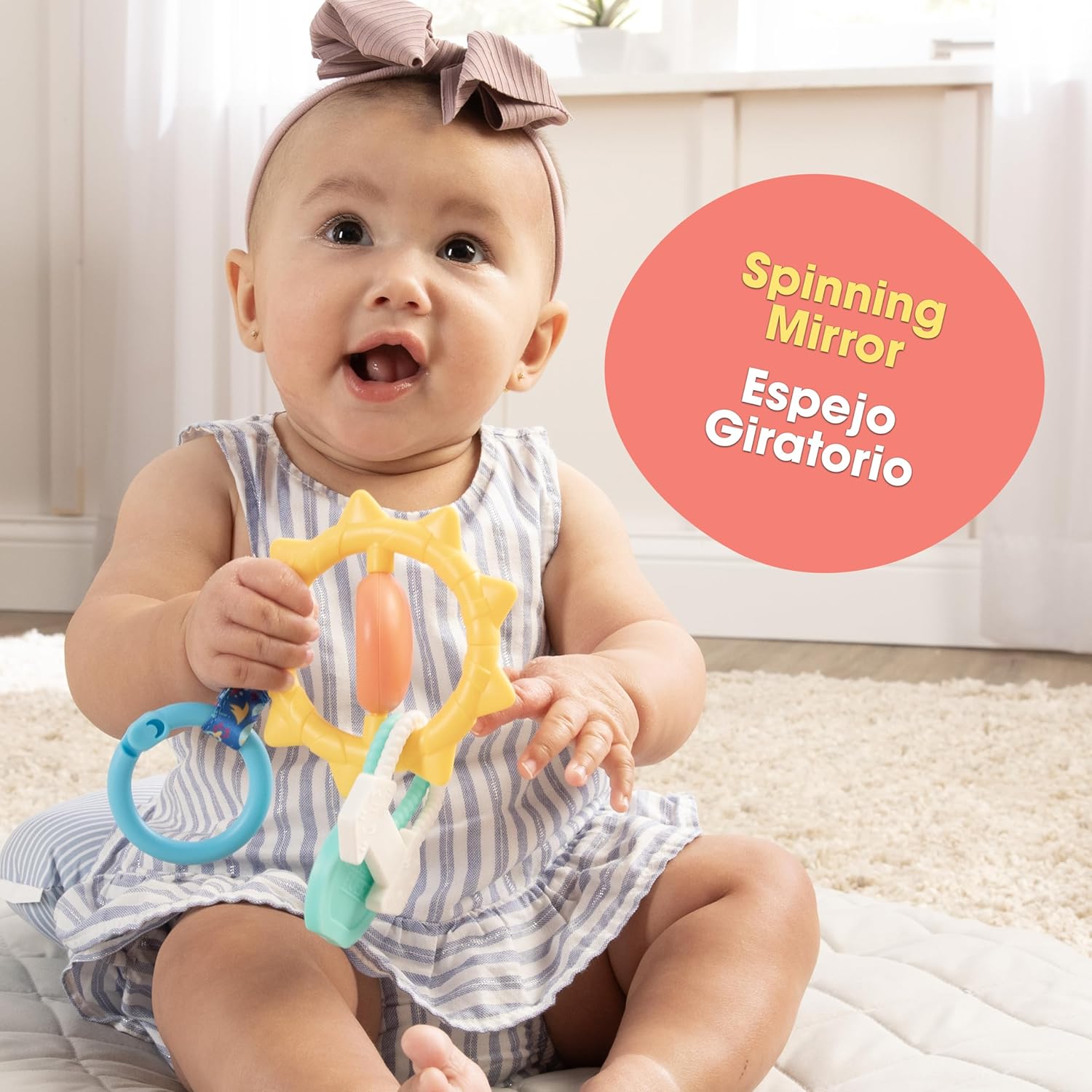 BEBE FUERTE Strong & Sunny Clip On Stroller Toy by Robin Arzon – Juguetes de dentición para bebés de desarrollo – Juguetes de viaje para bebés –