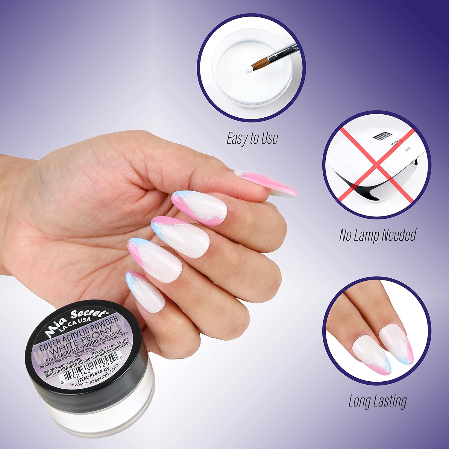 Cover White Peony Acrylic Powder Mia Secret (1 oz.)
