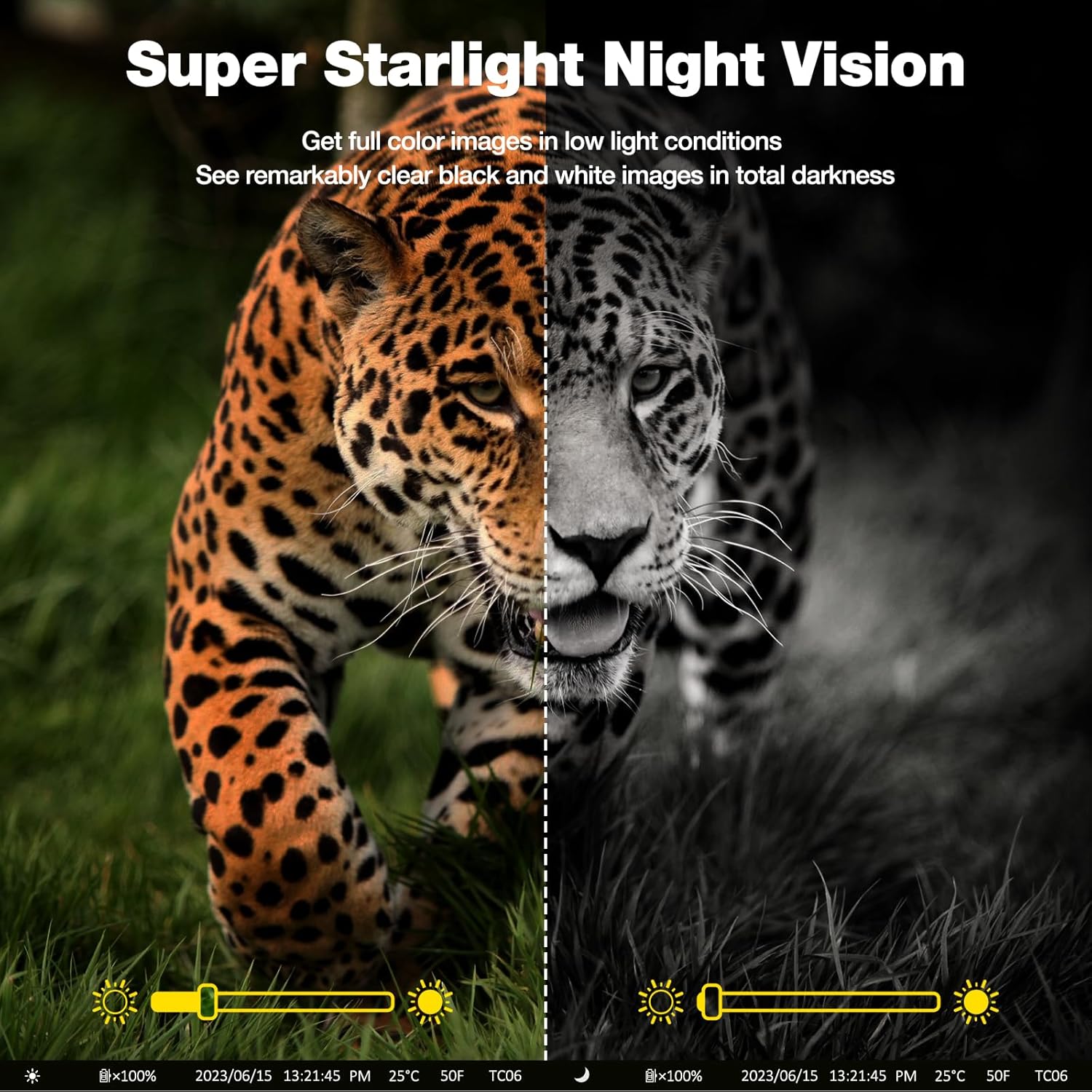 VOOPEAK Cámara solar de rastro, visión nocturna Starlight de doble lente nativa 4K 60MP 30FPS WiFi Bluetooth cámaras de caza con un panel solar de