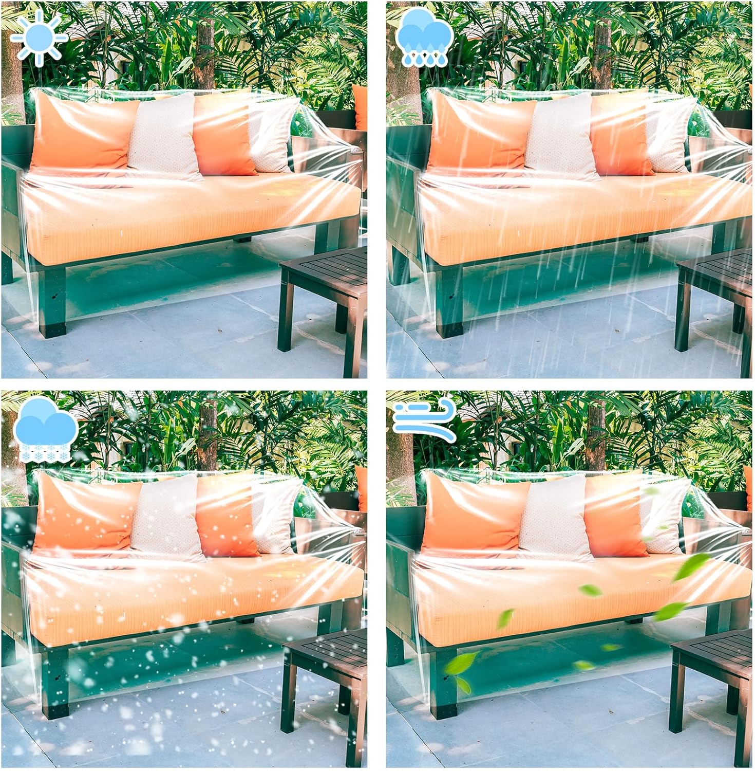 Tudomro Funda para silla de plástico para exteriores, impermeable, a prueba de polvo, funda de sofá de plástico transparente para muebles, sofá,