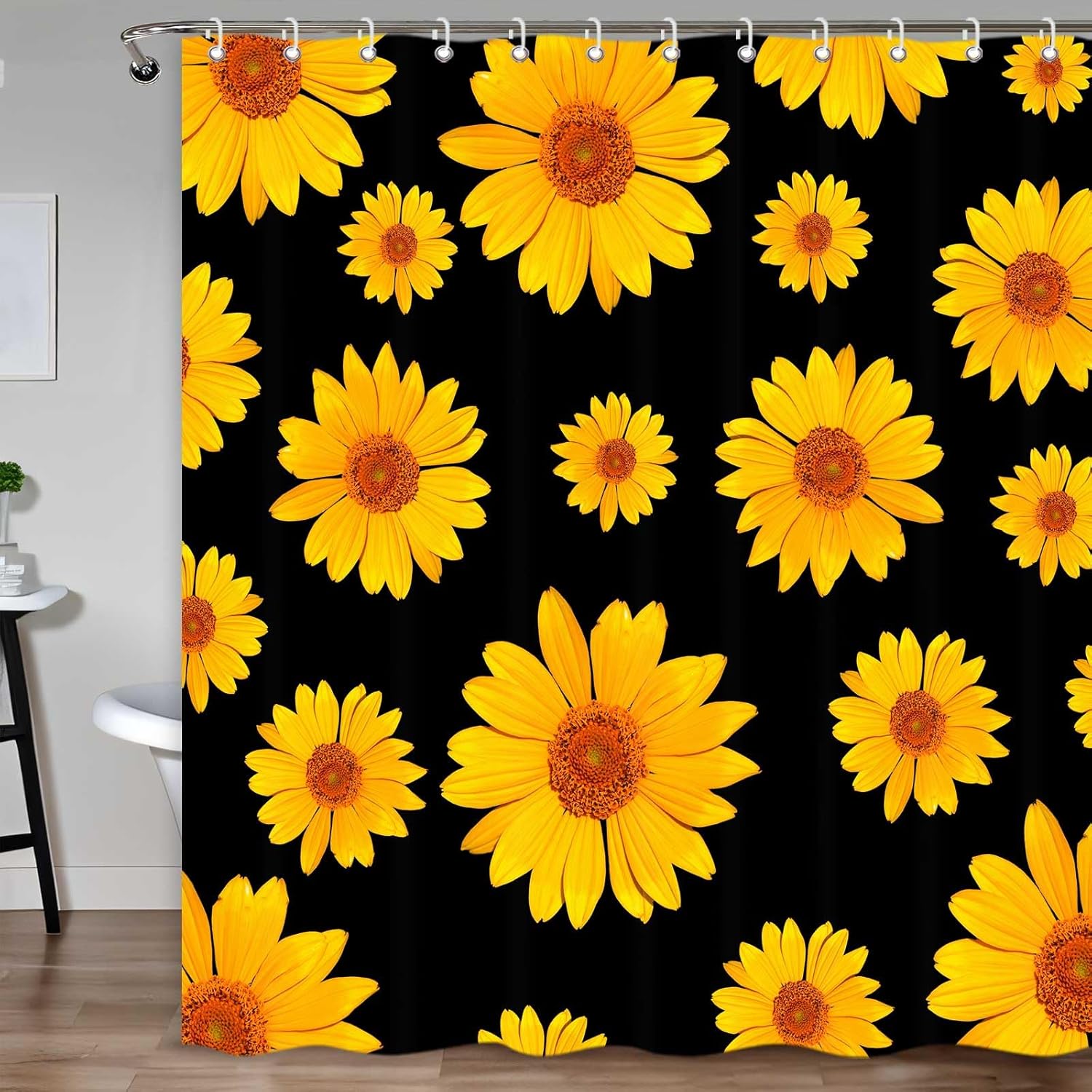Cortina de ducha de tela impermeable con ganchos, 72 x 72 pulgadas