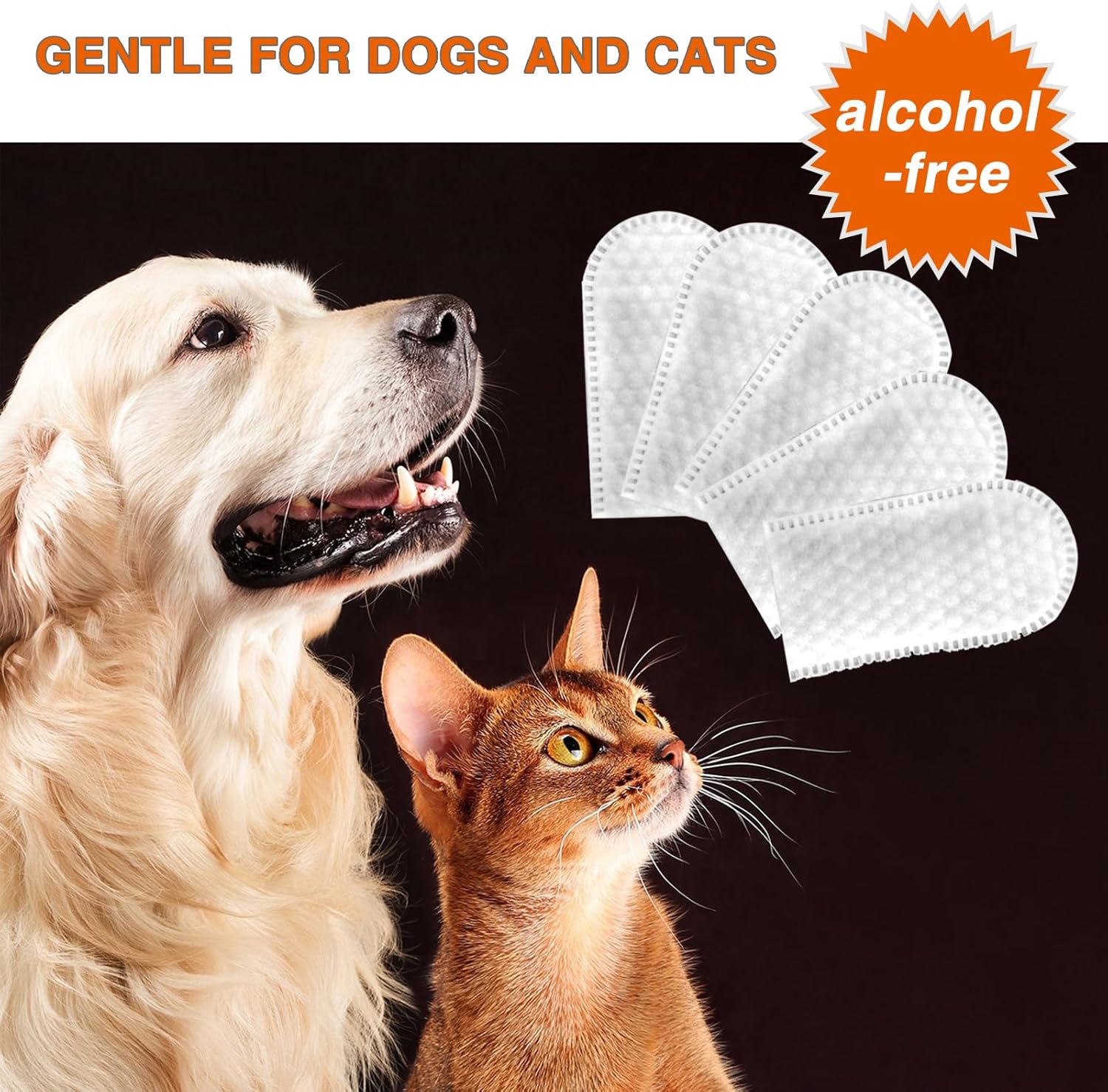 GS GLOWSEEN Toallitas limpiadoras de oídos para perros y gatos, 50 unidades, toallitas desechables para dientes de perro, kit de aseo para mascotas,