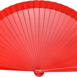 Abanico plegable español para mujer, ventilador de mano de madera vintage para fiesta de baile y regalo (rojo) Abanico plegable español para mujer, ventilador de mano de madera vintage para fiesta de baile y regalo (rojo)