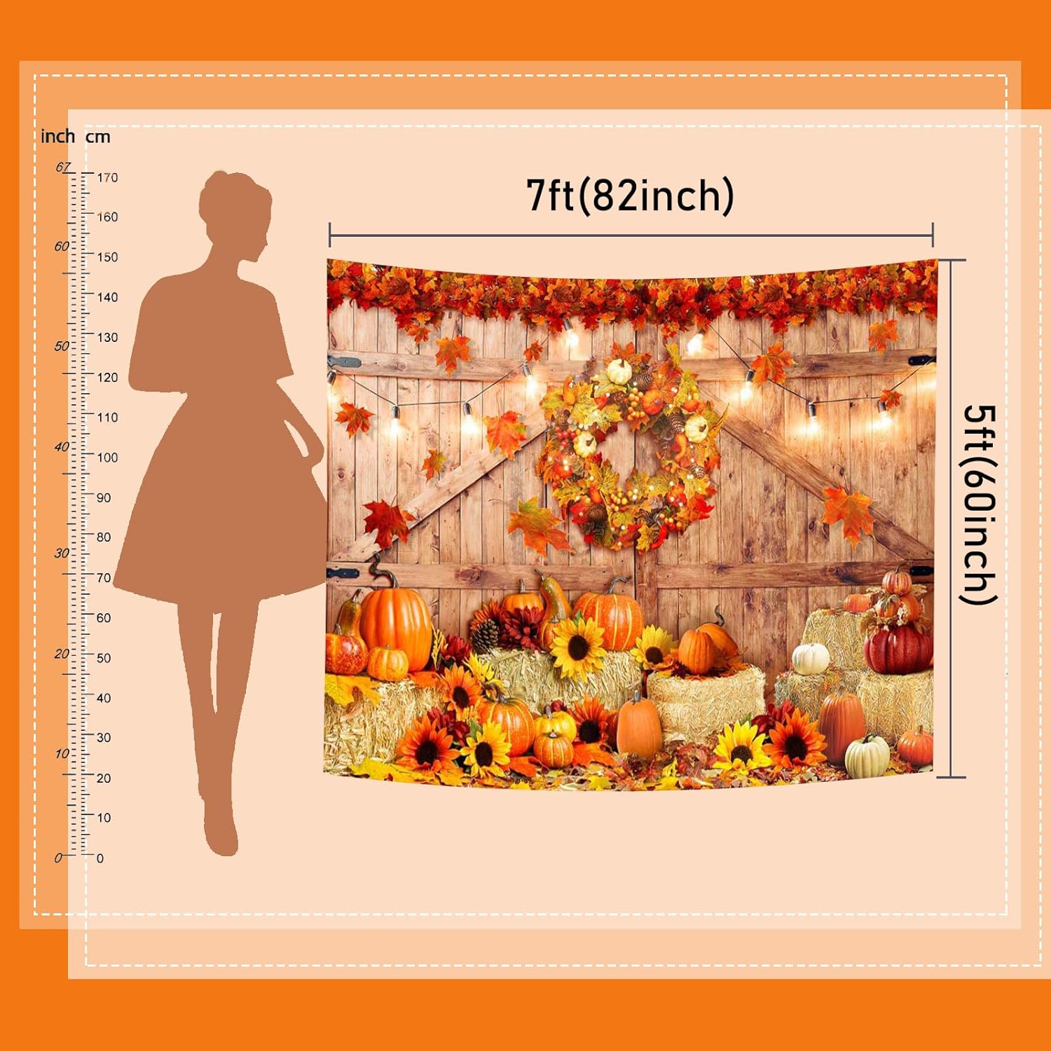 Mocsicka Telón de fondo de Acción de Gracias, calabaza, cosecha de otoño, puerta de granero de madera, decoración de fiesta de Jesús, decoración de