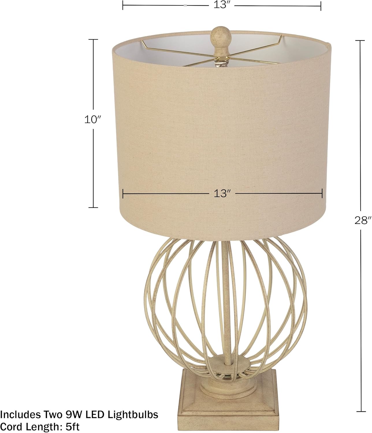 Lavish Home Juego de 2 lámparas de mesa – Lámparas modernas con puertos de carga USB y bombillas LED – para decoración de sala de estar, oficina o