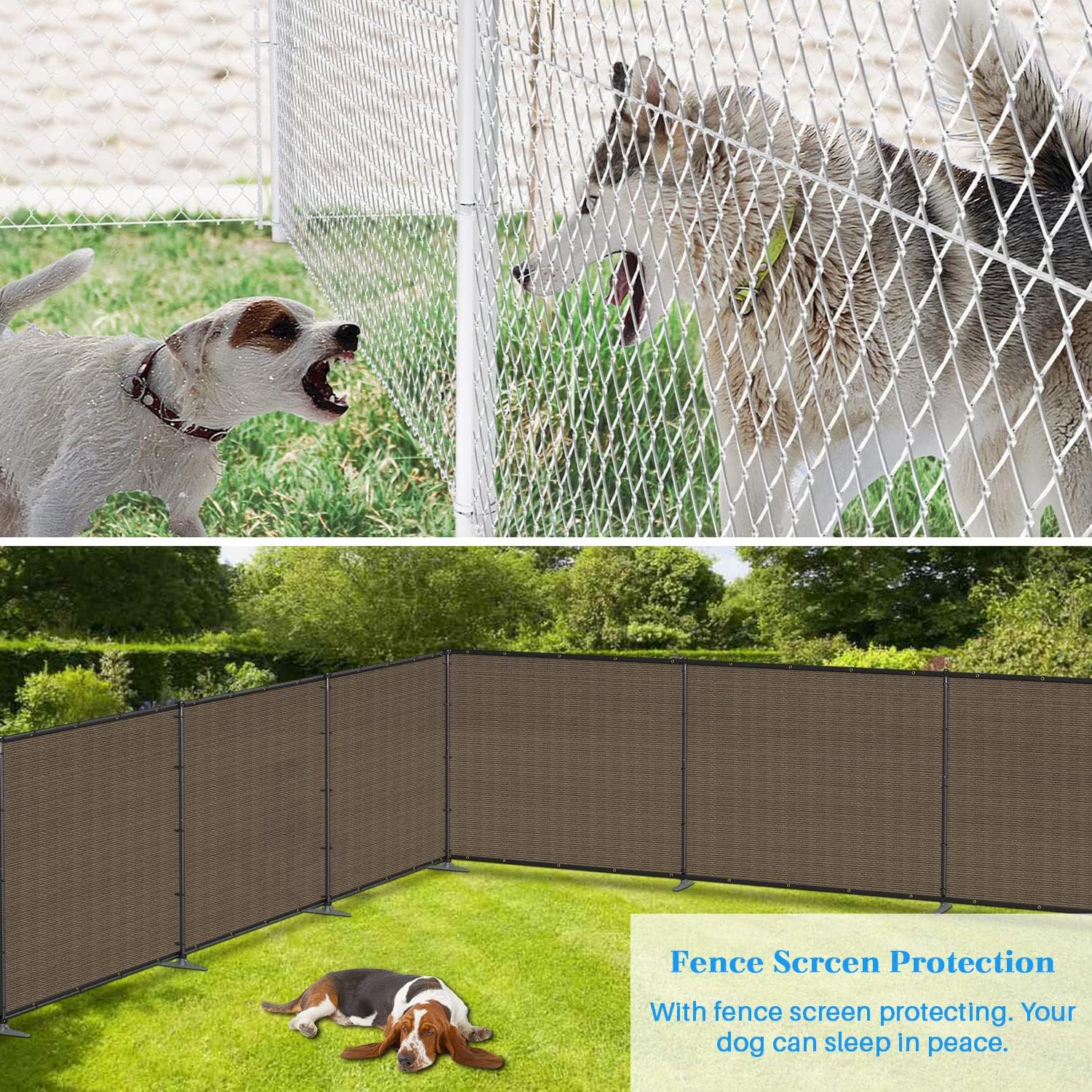 Valla de privacidad al aire libre con postes de hierro, picos de tierra para perros, valla de privacidad de metal para jardín, patio trasero, patio,
