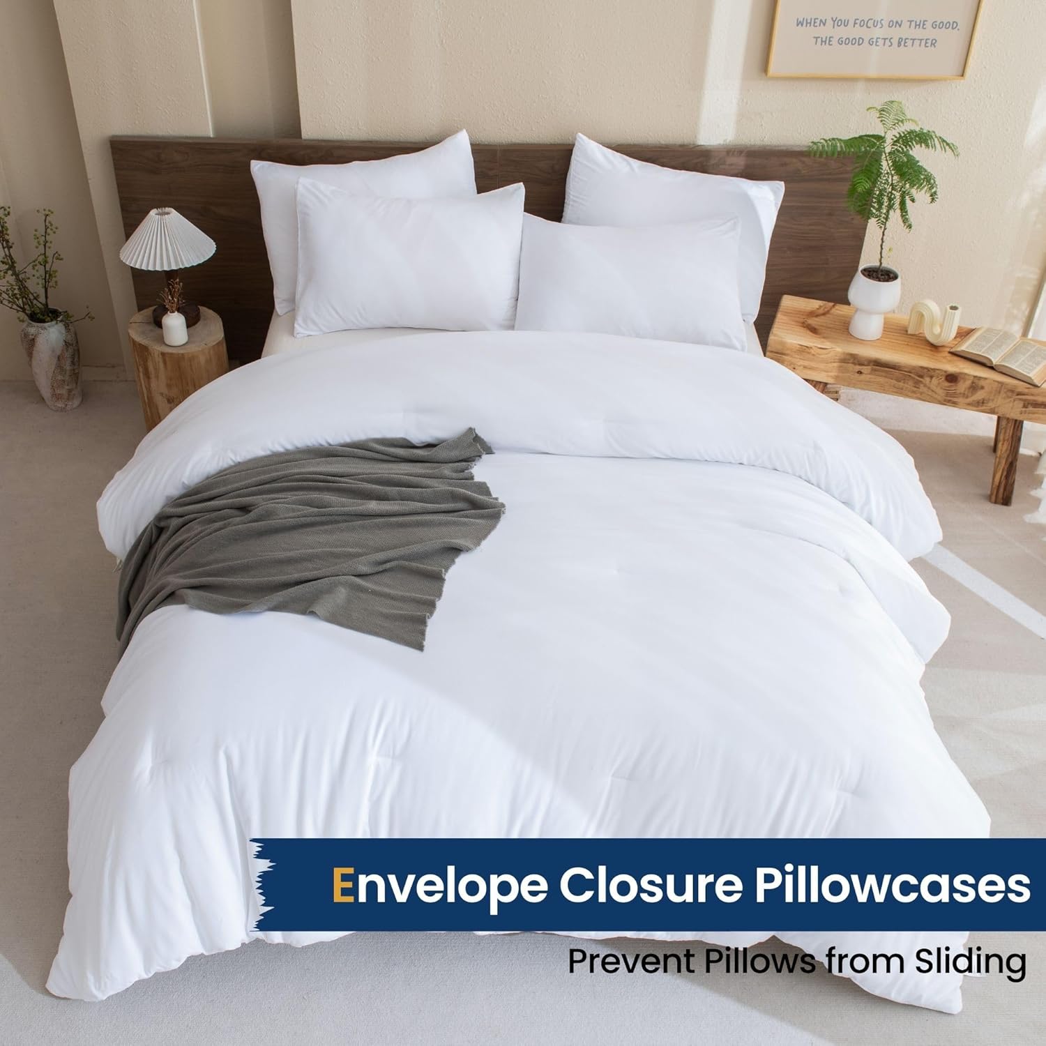 Juego de edredón blanco tamaño individualindividual XL, juego de edredón extra largo de 2 piezas para dormitorio, juego de ropa de cama liso ligero