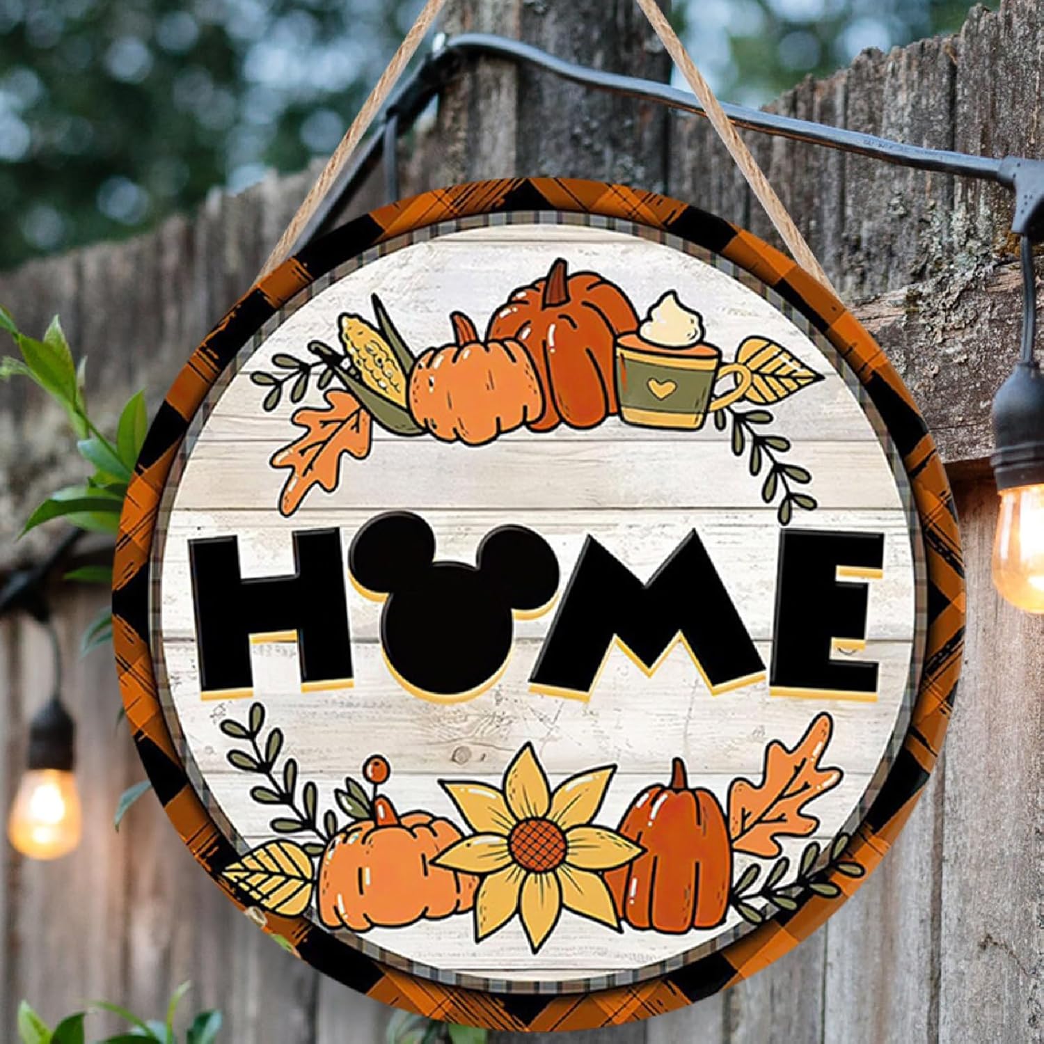 Thanksgiving Decorations Hello Fall Wood Sign Home Pumpkin Welcome Sign for Front Door Round Wood Sign Hanging Welcome Sign for Farmhouse Porch