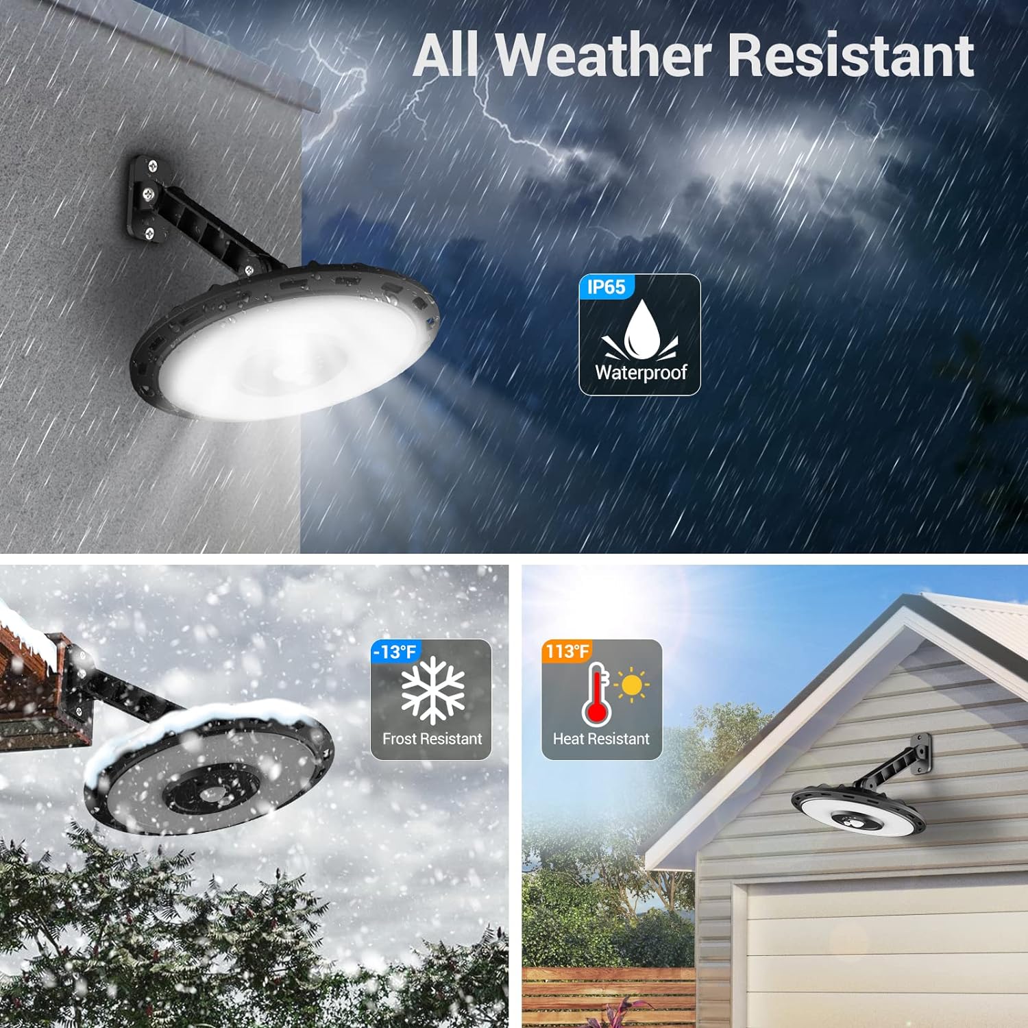 ropelux Luces solares para interiores y exteriores, 3000 lm regulables, 5 modos (2 modos de todo el día), sensor de movimiento, luz solar de granero