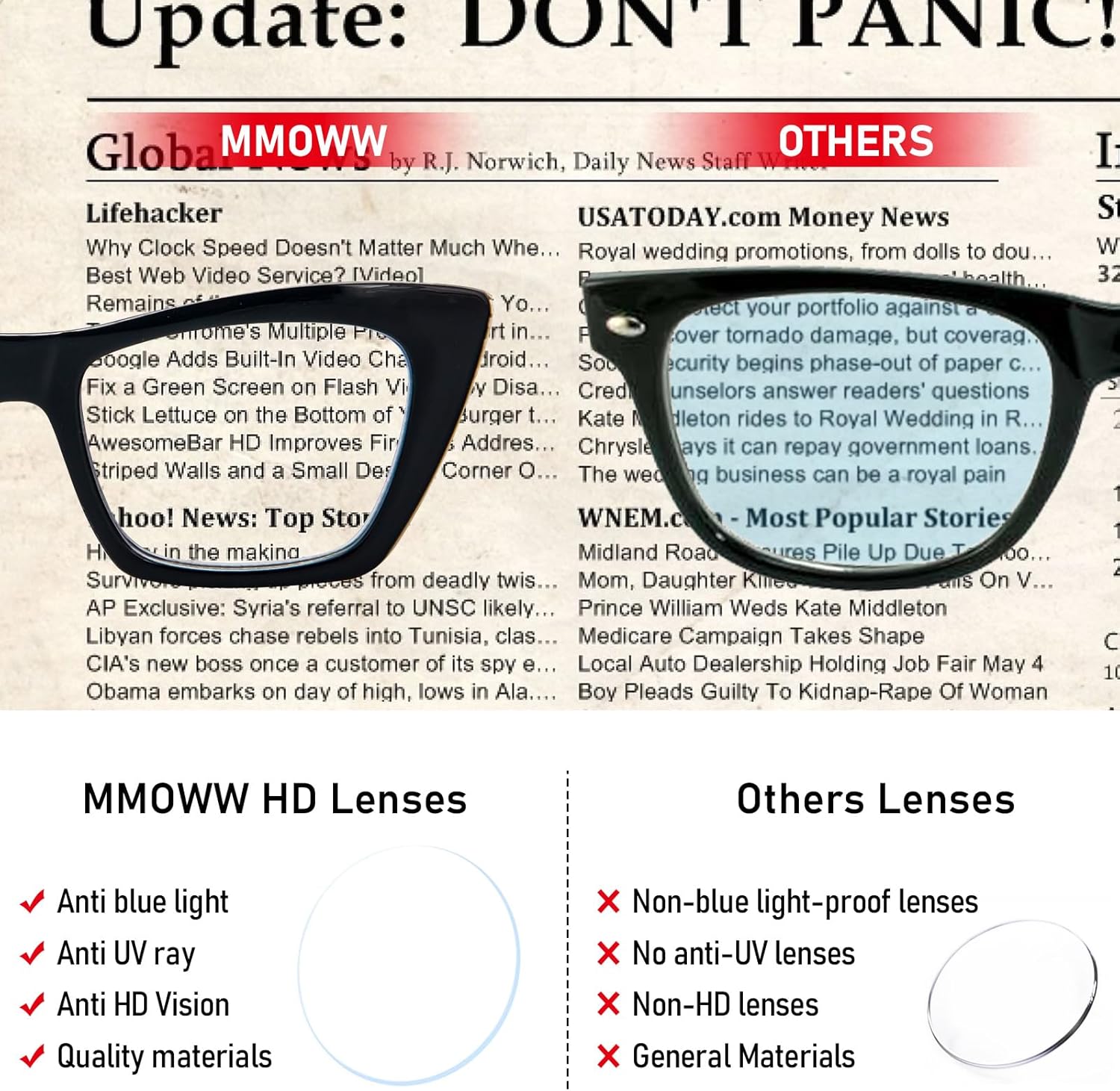 MMOWW Oversized Square Reading Glasses Fashion Cute Blue Light Blocking Computer Readers for Women 3 Pack