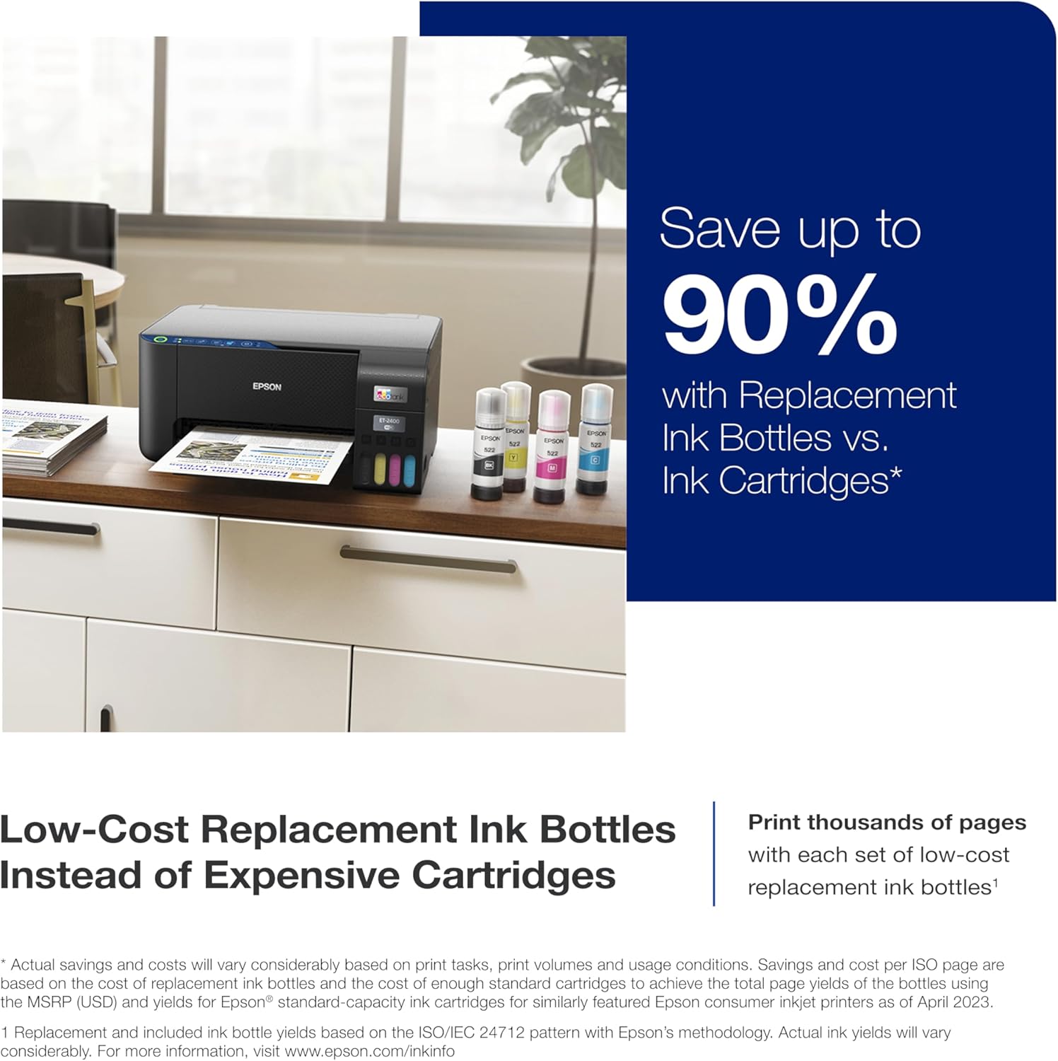 Epson EcoTank ET-2400 Impresora Supertank inalámbrica a color todo en uno sin cartuchos con escaneo y copia, impresión fácil y diaria para el hogar