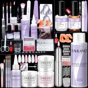 SAVILAND Kit de uñas acrílicas para práctica de uñas, 3 colores de polvo acrílico y 4.1 fl oz de líquido acrílico con cepillo acrílico para SAVILAND Kit de uñas acrílicas para práctica de uñas, 3 colores de polvo acrílico y 4.1 fl oz de líquido acrílico con cepillo acrílico para