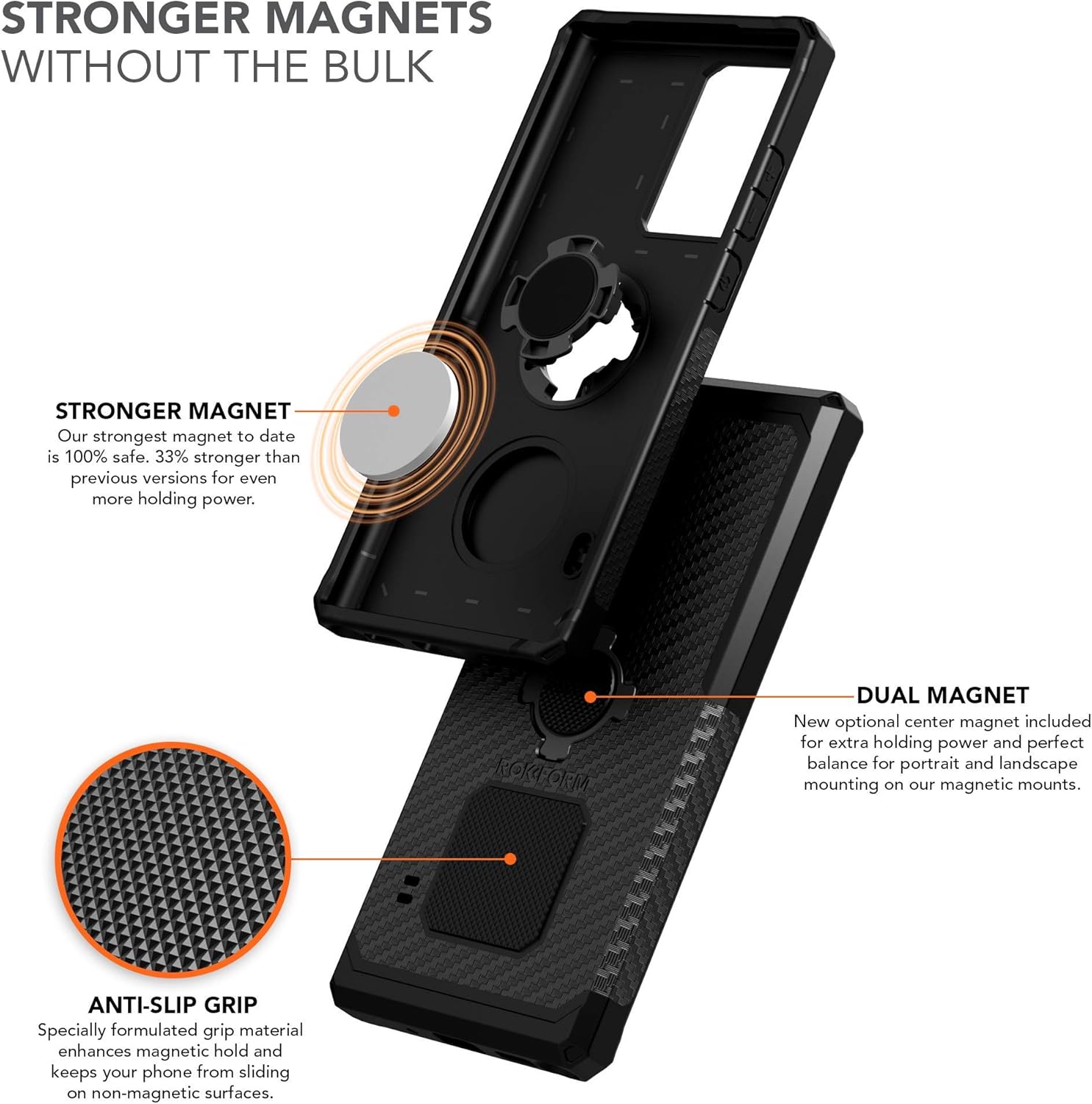 Rokform – Funda ultra resistente para Galaxy Note 20 + soporte giratorio para teléfono para automóvil, camión o camioneta