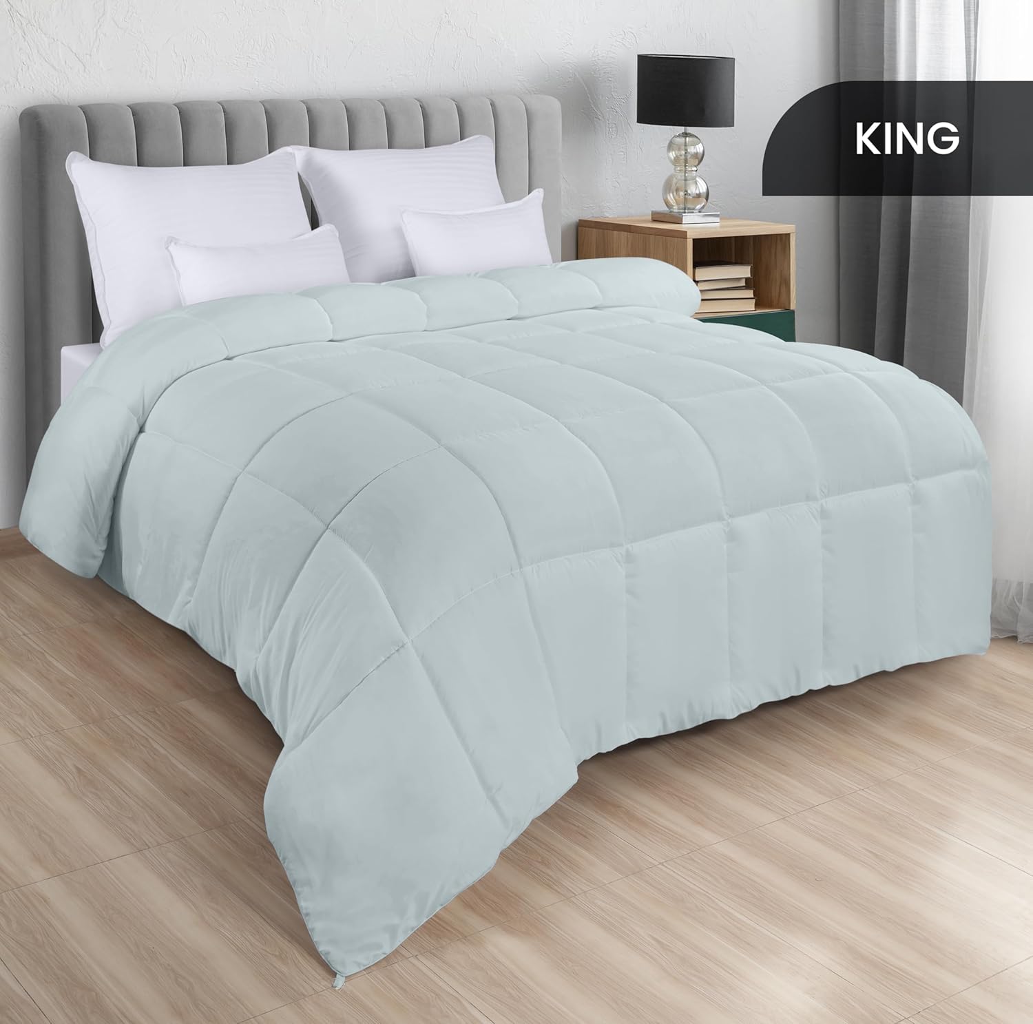 Utopia Bedding Edredón para todas las estaciones, 250 GSM, edredón de relleno de fibra siliconada de felpa, tamaño King, cosido en caja (KingCal