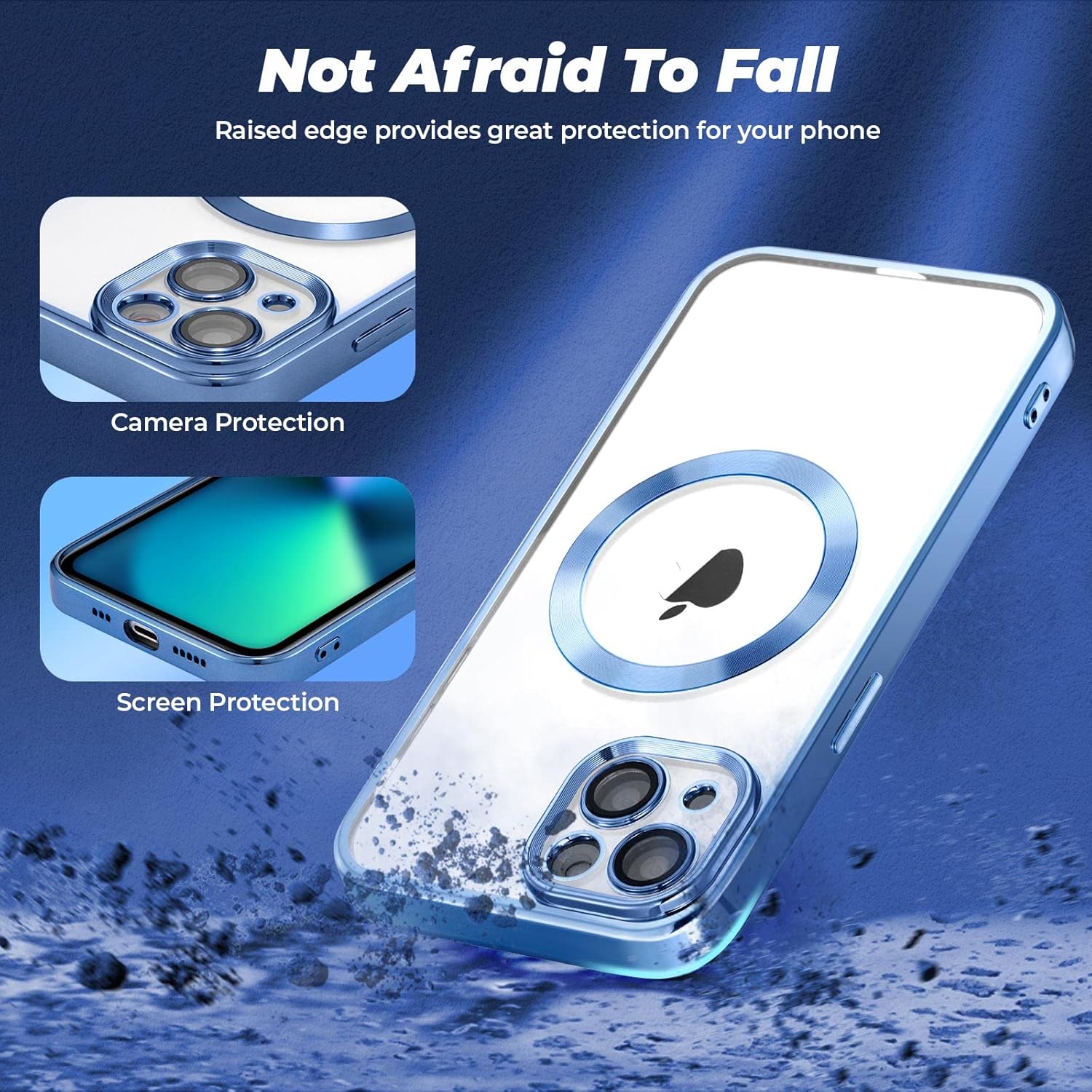 ZCDAYE Funda para iPhone 15 Pro Max, iPhone 15 Pro Max (6.7 pulgadas) Funda compatible con carga inalámbrica, borde galvanizado transparente TPU a