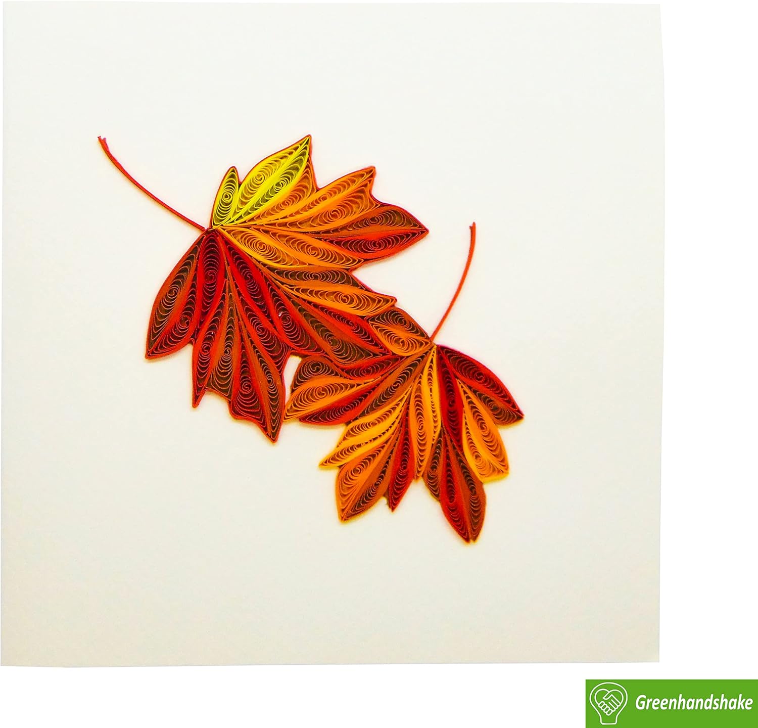GREENHANDSHAKE Hoja de arce otoñal, tarjeta de felicitación artística quilling para cumpleaños, día de San Valentín, día de la madre, aniversario,