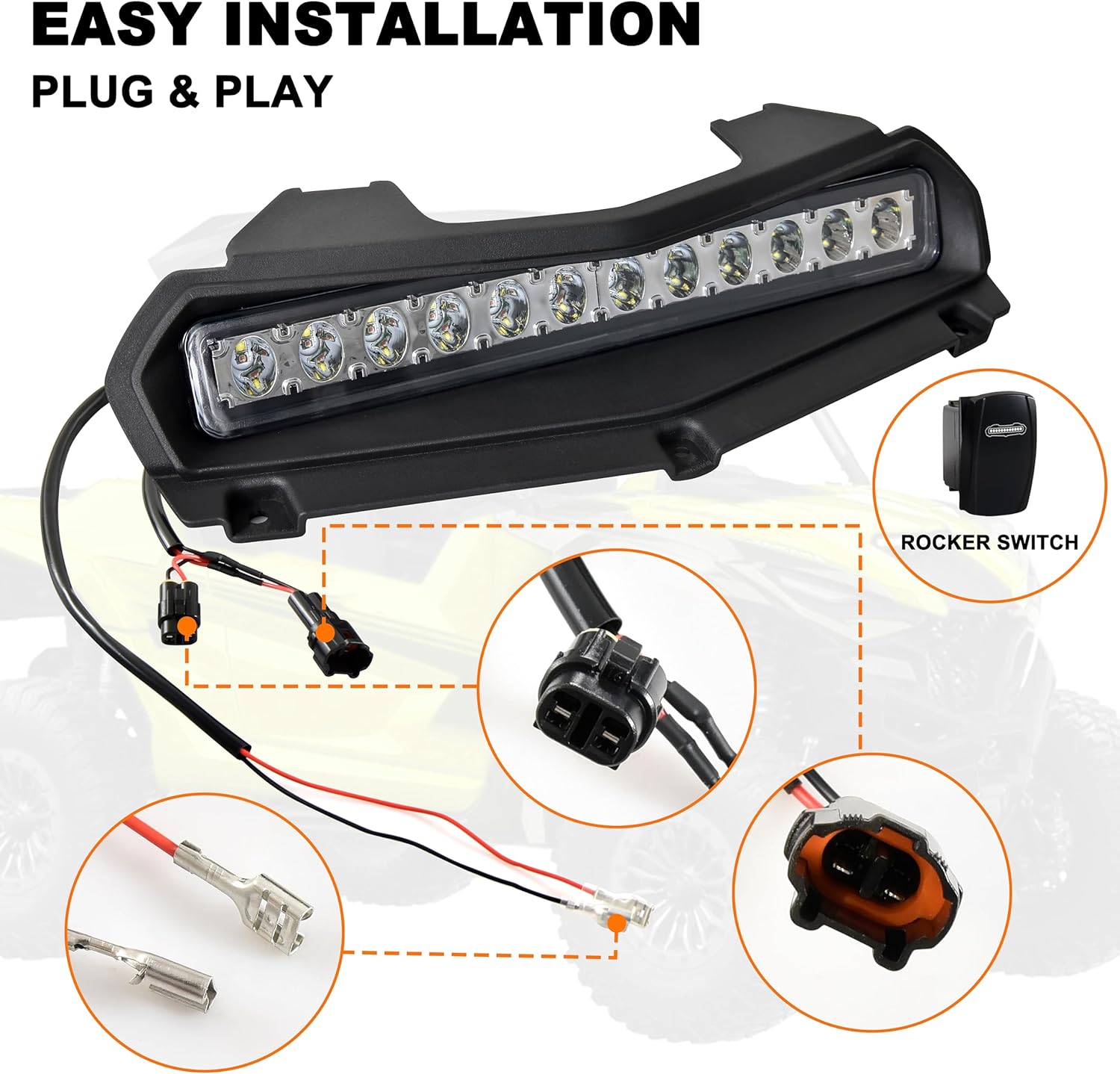 SAUTVS Luz de capó para Yamaha RMAX 1000, luz LED para capó con lámparas estroboscópicas ámbar azul compatible con Yamaha Wolverine RMAX2 RMAX4 1000