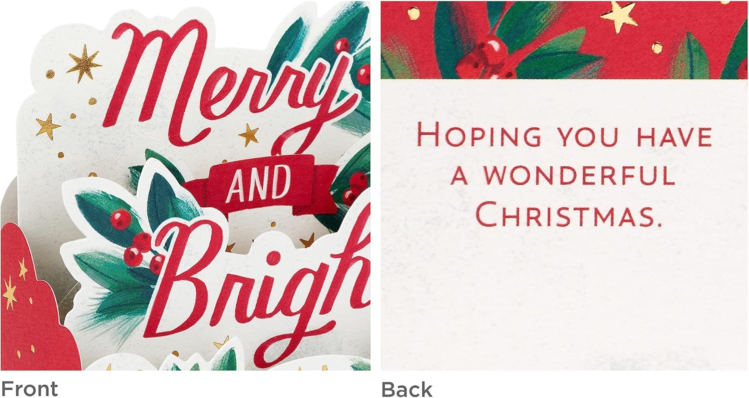 Hallmark Paper Wonder – Mini tarjetas de Navidad emergentes (3 tarjetas con sobres camión rojo, cardenal, feliz y brillante)