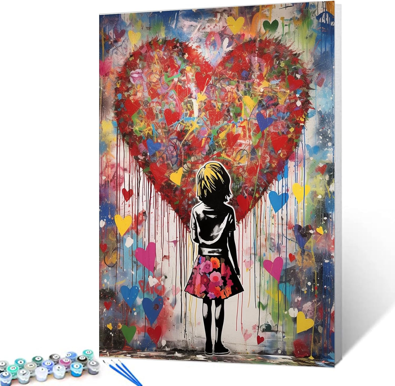 Tucocoo Banksy – Kit de pintura de graffiti por números, lienzo de 16 x 20 pulgadas, pintura al óleo digital para adultos con pinceles y pigmento