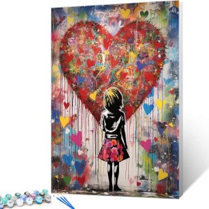 Tucocoo Banksy – Kit de pintura de graffiti por números, lienzo de 16 x 20 pulgadas, pintura al óleo digital para adultos con pinceles y pigmento Tucocoo Banksy – Kit de pintura de graffiti por números, lienzo de 16 x 20 pulgadas, pintura al óleo digital para adultos con pinceles y pigmento