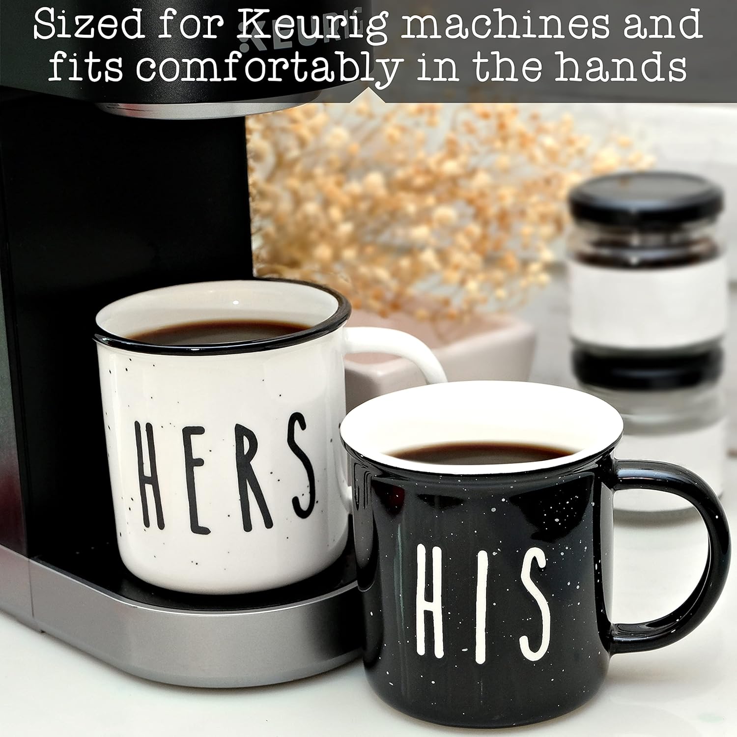 MAINEVENT Juego de 2 tazas de café de 11 onzas, lindas tazas de café a juego para parejas, regalos para él y ella, Navidad, juego de tazas de café