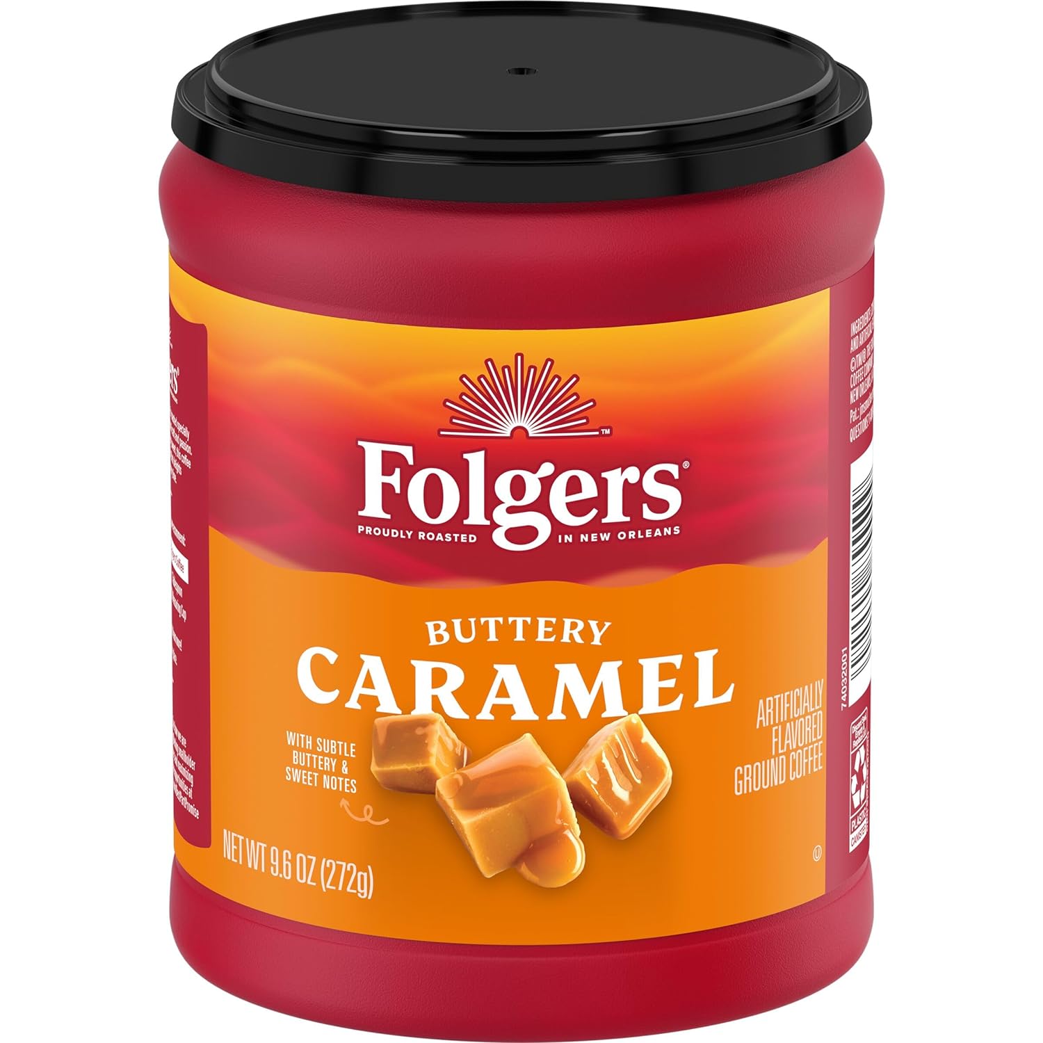Folgers Café molido con sabor a caramelo mantequilla, recipiente de 9.6 onzas (paquete de 6)