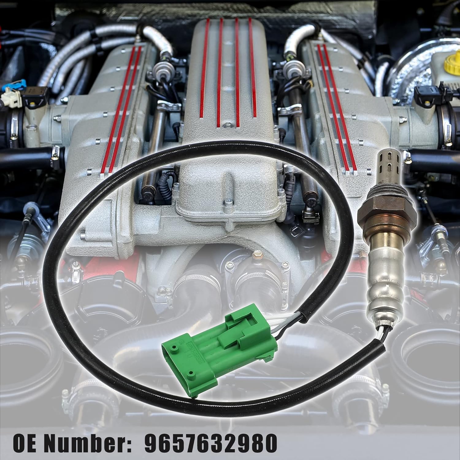 X AUTOHAUX Sensor de oxígeno para automóvil Relación de combustible de aire Downstream O2 Sensor 9657632980 para Peugeot 207 307 408 3008 para