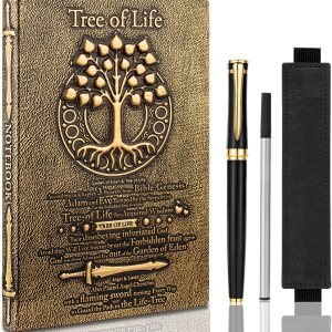 Tree of Life – Cuaderno de cuero en relieve con bolígraforecargafunda para bolígrafo, diario de viaje A5, cuaderno de tapa dura 3D, regalo para Tree of Life – Cuaderno de cuero en relieve con bolígraforecargafunda para bolígrafo, diario de viaje A5, cuaderno de tapa dura 3D, regalo para