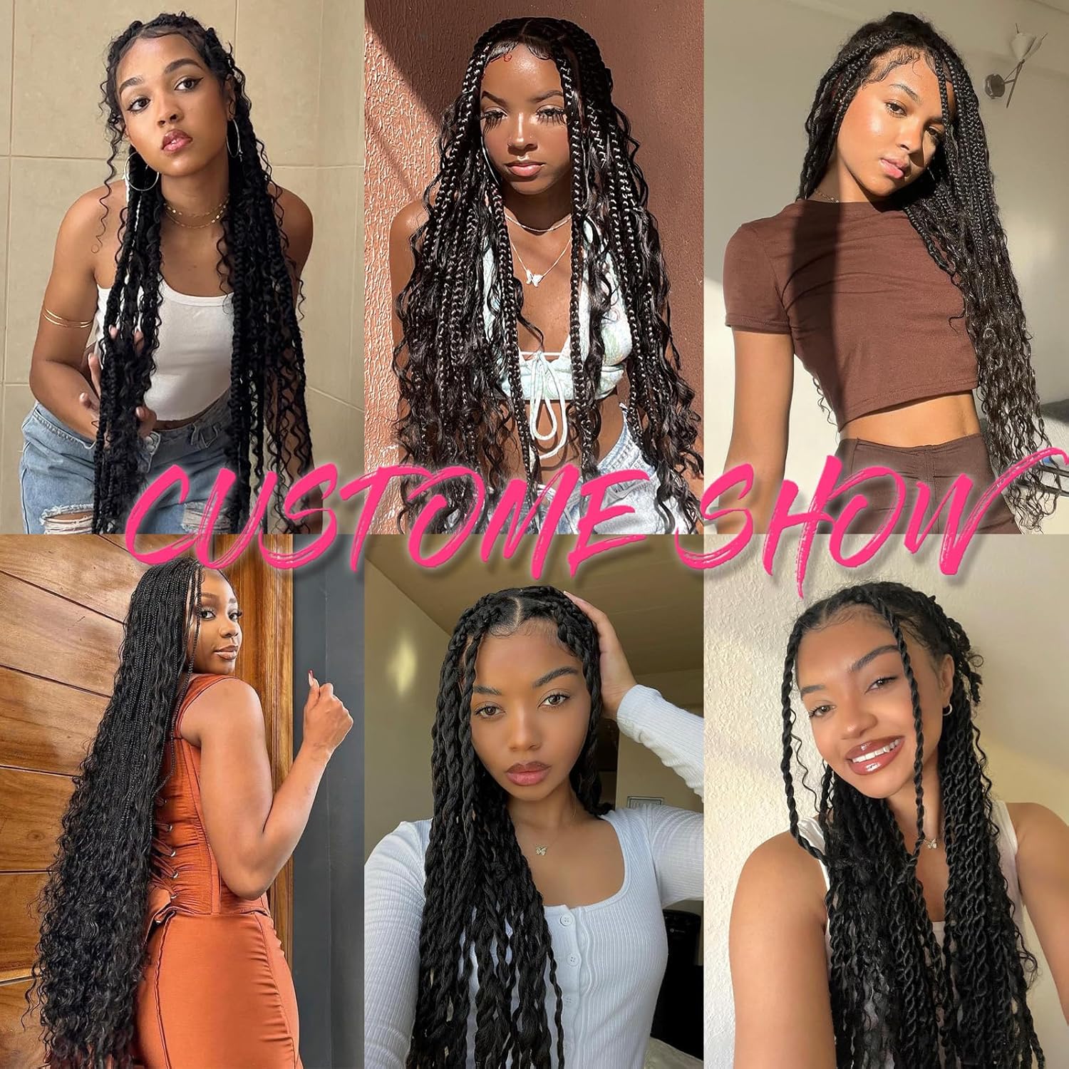 2 piezas de pelo brasileño negro natural de lana para trenzas, acrílico tejido a mano para trenzar el cabello, extensiones de cabello sintético,