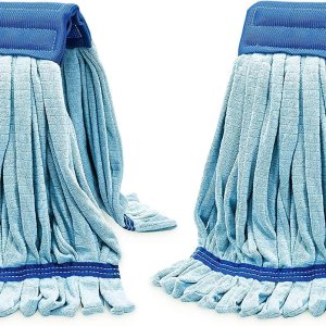 Paquete de 2 trapeadores de tubo de microfibra grandes de 400 GSM, recambio de cabezal de trapeador húmedo industrial resistente, comercial, fibra Paquete de 2 trapeadores de tubo de microfibra grandes de 400 GSM, recambio de cabezal de trapeador húmedo industrial resistente, comercial, fibra