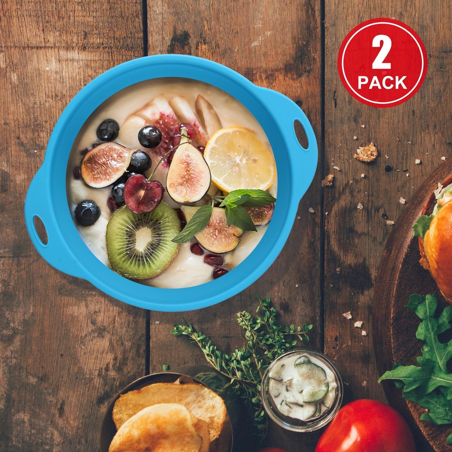 Jovilife Tazón plegable de silicona para ensalada, cuenco plegable para camping, senderismo, contenedor de almacenamiento de silicona de grado