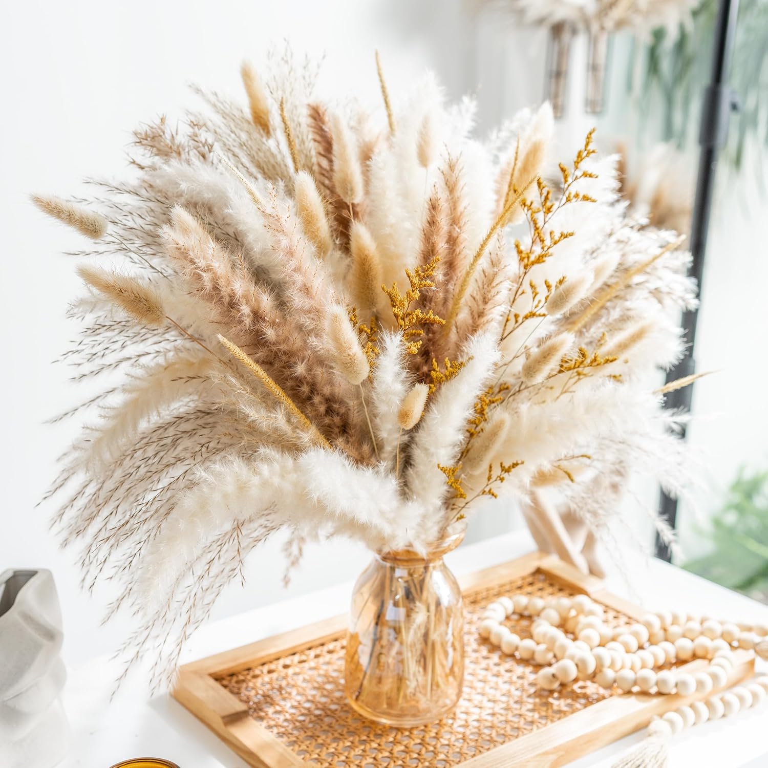 Ramo de flores secas naturales de las pampas, ramo bohemio para decoración del hogar, ramo de flores secas para bodas, arreglos florales, decoración