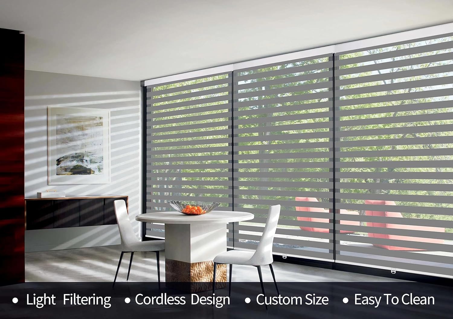 Persianas enrollables tipo cebra sin cordones para ventanas, opacas y grises, persianas y persianas de doble capa, persianas enrollables de