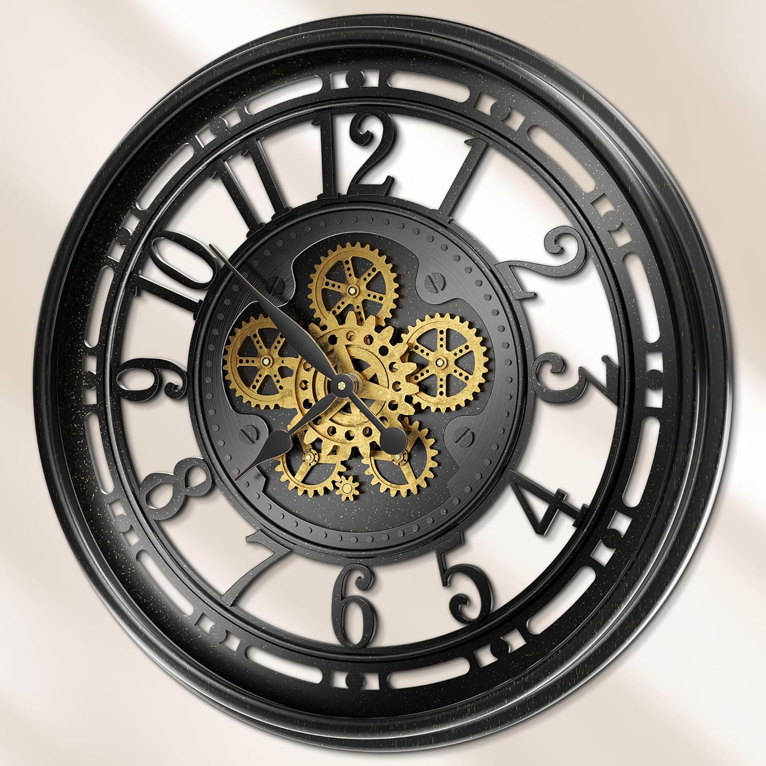 Reloj de pared grande de 28 pulgadas con engranajes móviles reales, reloj de pared decorativo moderno a pilas, reloj de pared industrial steampunk