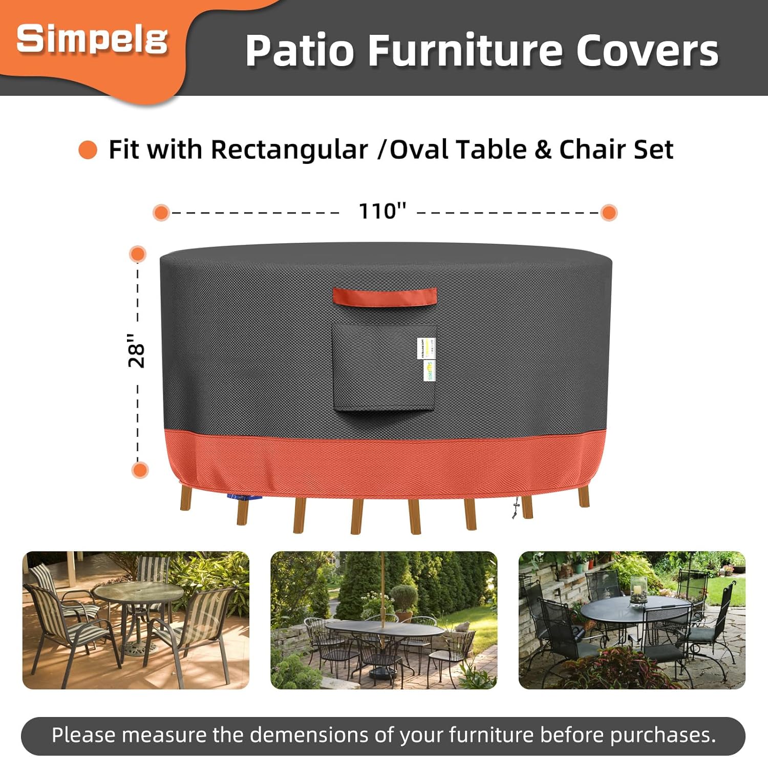 Simpelg Fundas redondas para muebles de patio, impermeables, resistentes al desgarro, para mesa y sillas redondas, antidecoloración, antidesgarros,