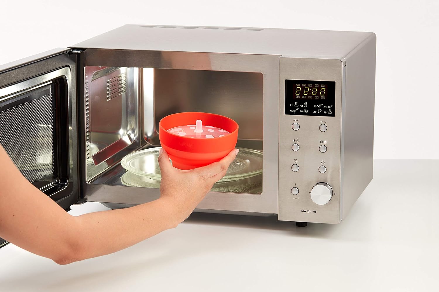 Lékué Mini máquina para hacer palomitas de maíz para microondas, 5 x 3.5 pulgadas, color rojo