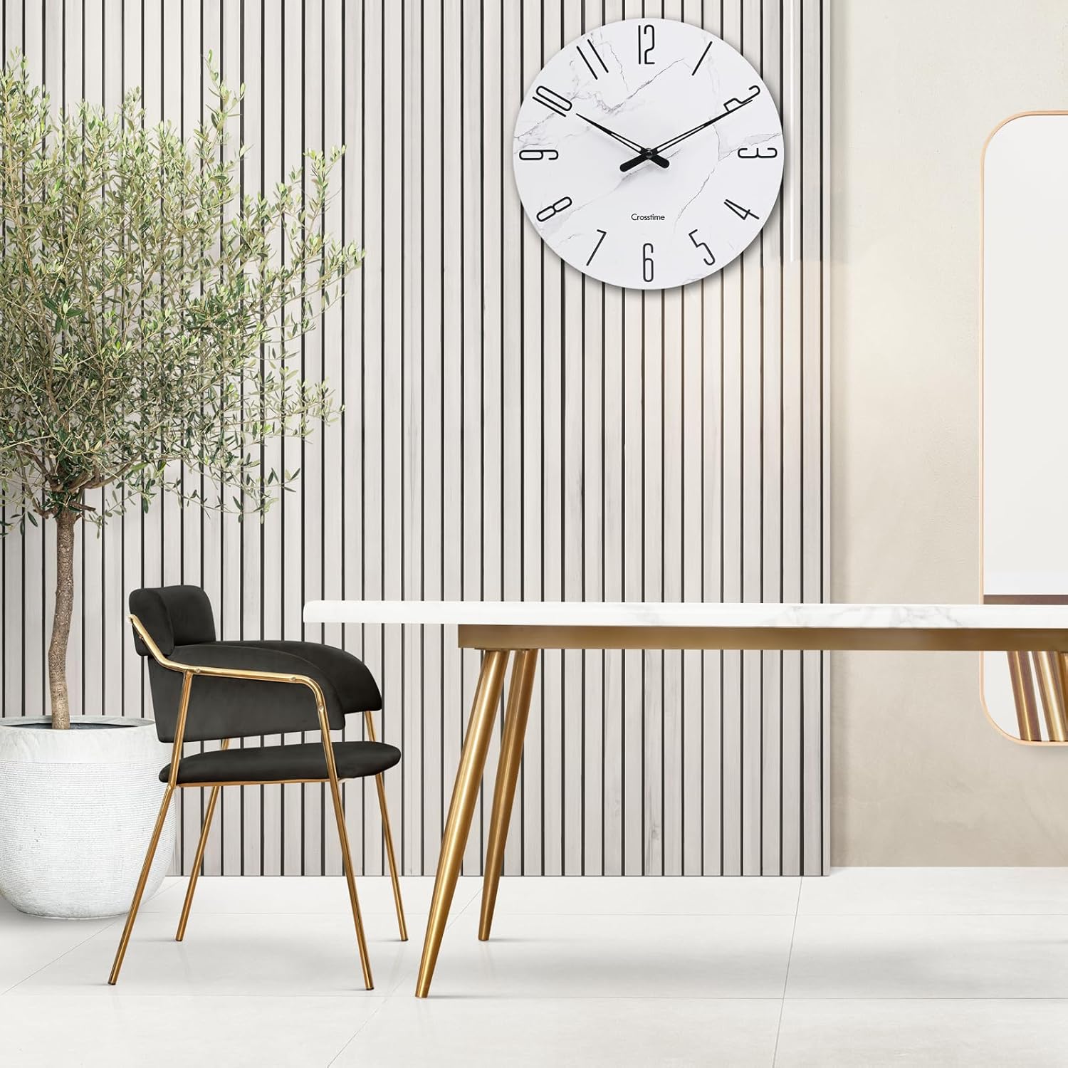 Reloj de pared moderno de 12 pulgadas, reloj de pared de vidrio para baño, minimalista, decorativo, funciona con pilas, silencioso, sin tictac, para