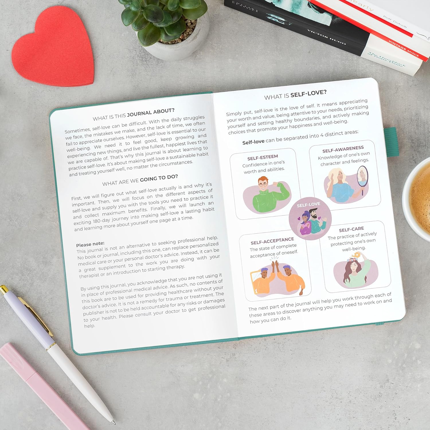 Clever Fox Diario de amor propio registro guiado de autodescubrimiento para autocuidado, reflexión y autoayuda, salud mental, gratitud y atención