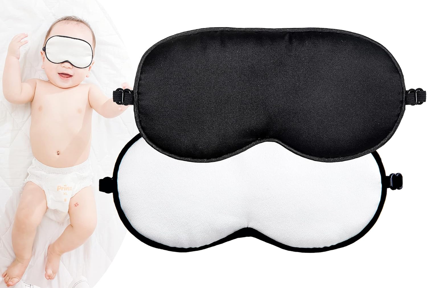 Máscara de dormir de seda de morera con correa ajustable para niños, bonita máscara de ojos para dormir para recién nacidos, paquete de 2 unidades,