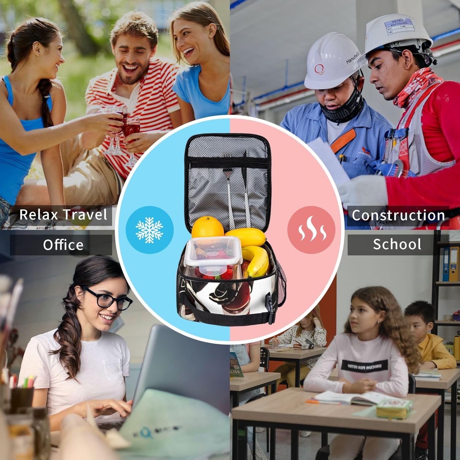RLDOBOFE Lonchera para mujer, bolsa de almuerzo aislada, con patrón de hockey sobre hielo, lonchera para el trabajo, picnic, bolsa de almuerzo
