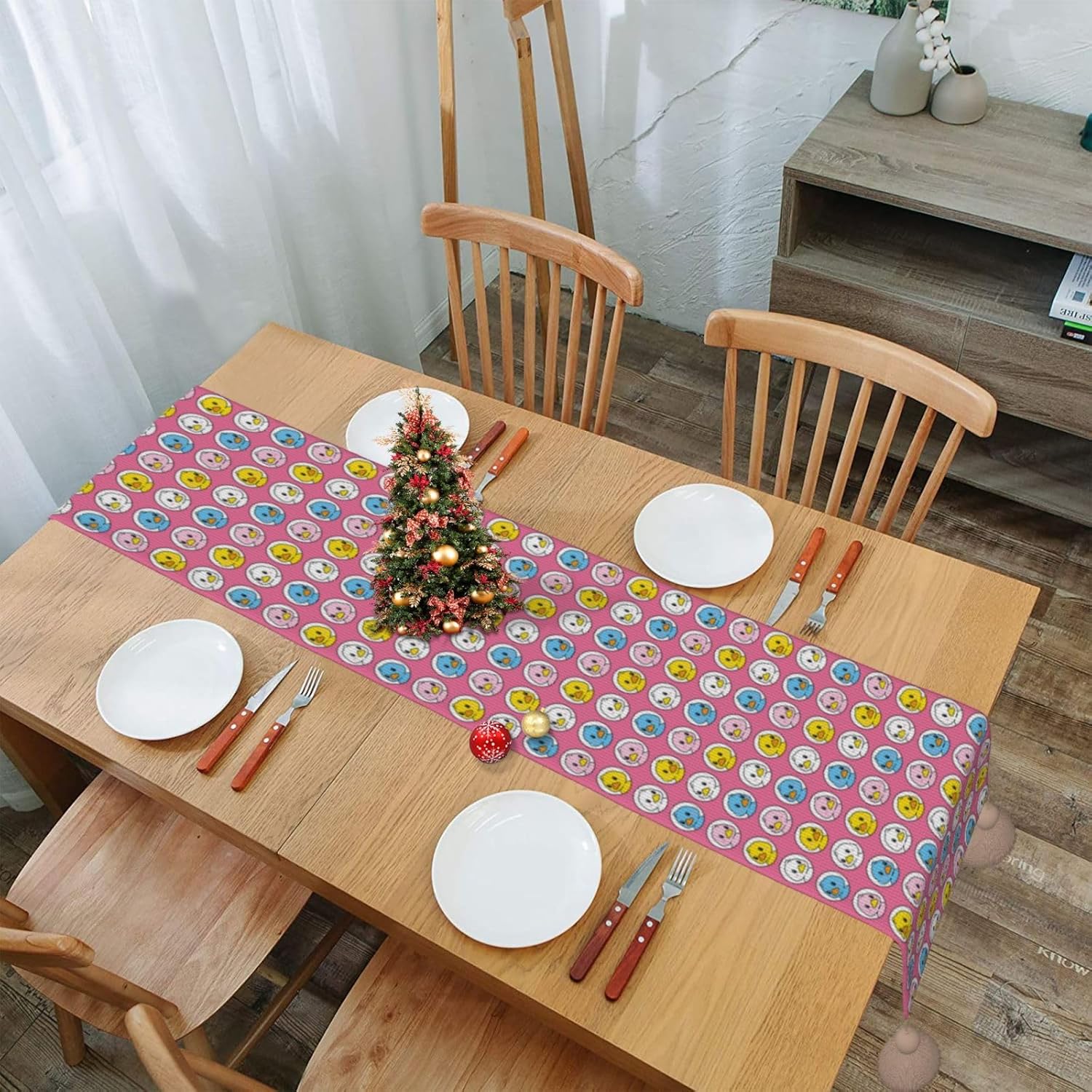 Rubber Duck Christmas Table Runner Dining Table Decor Christmas Decorations Indoor Home Decor Christmas Table Runners Xmas Navidad Decoracion 2023