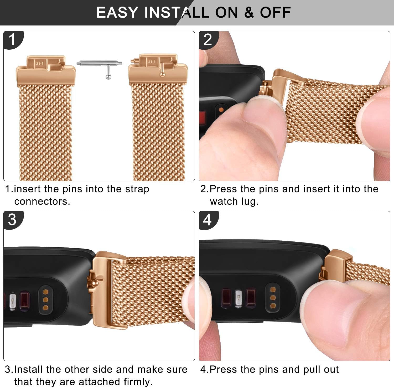 Amzpas Correas compatibles con Fitbit Inspire 2 y Fitbit Inspire HR y Fitbit Inspire y Fitbit Ace 2, correa magnética ajustable de malla de acero