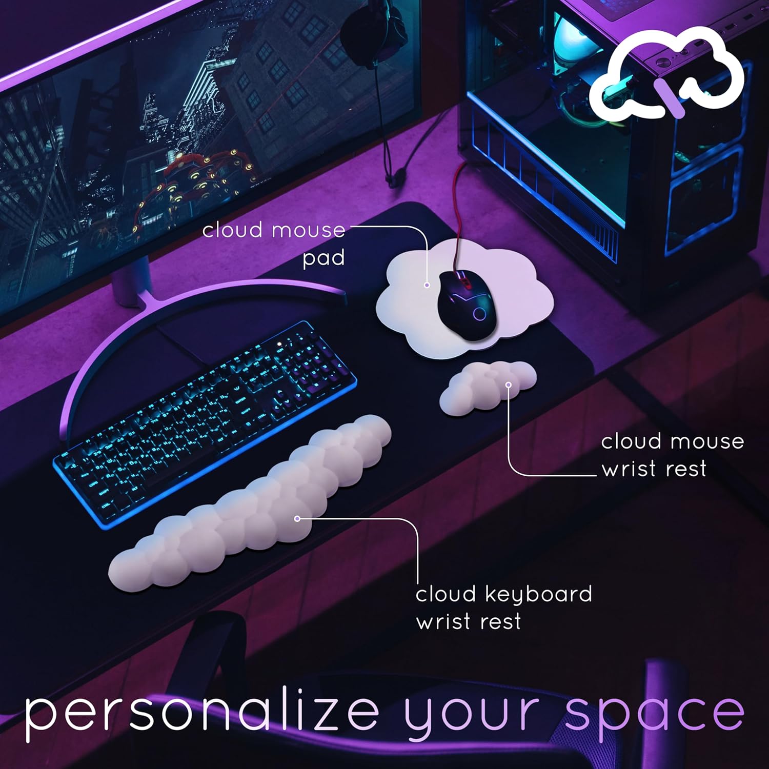 Qloud – Reposamuñecas para teclado de computadora, reposamuñecas para teclado de computadora, almohadilla de muñeca para teclado, espuma