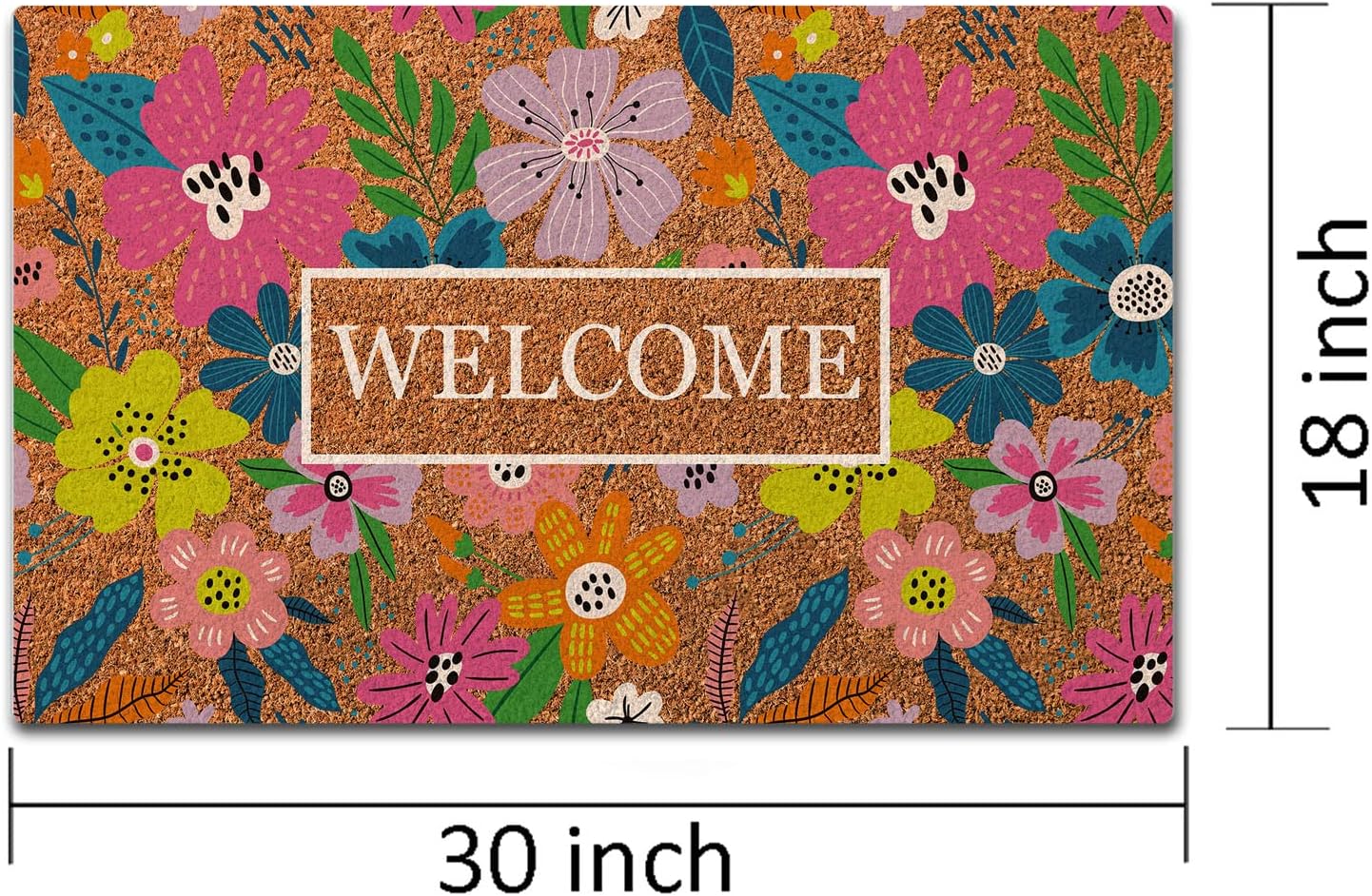 MsMr Felpudo divertido para interiores y exteriores, tapete para puerta delantera, diseño de flores, con parte trasera de goma, antideslizante,