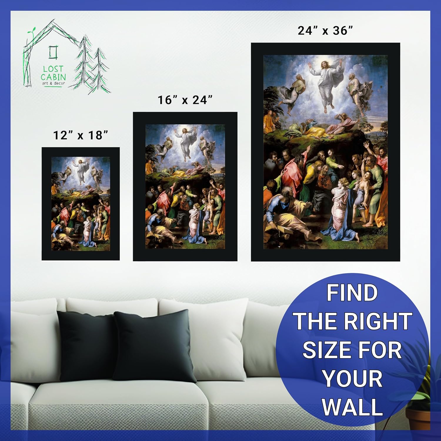 The Transfiguration by Raphael – Póster decorativo para pared, impresión sin marco, decoración para el hogar y la oficina, imágenes e impresiones,