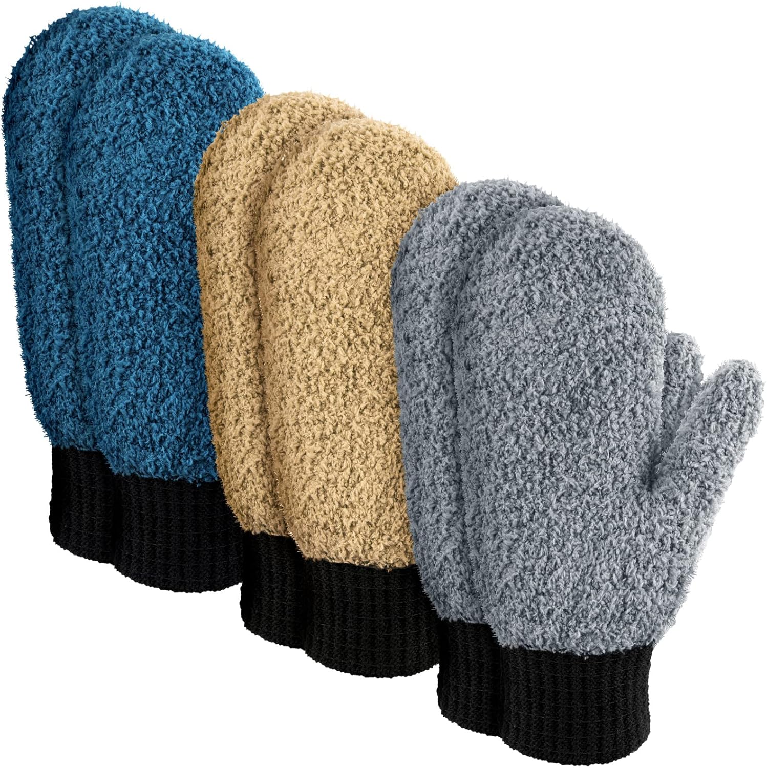 Bencailor 3 pares de guantes de microfibra para el polvo con manoplas de polvo para el pulgar, guantes de limpieza para el hogar, sin arañazos,