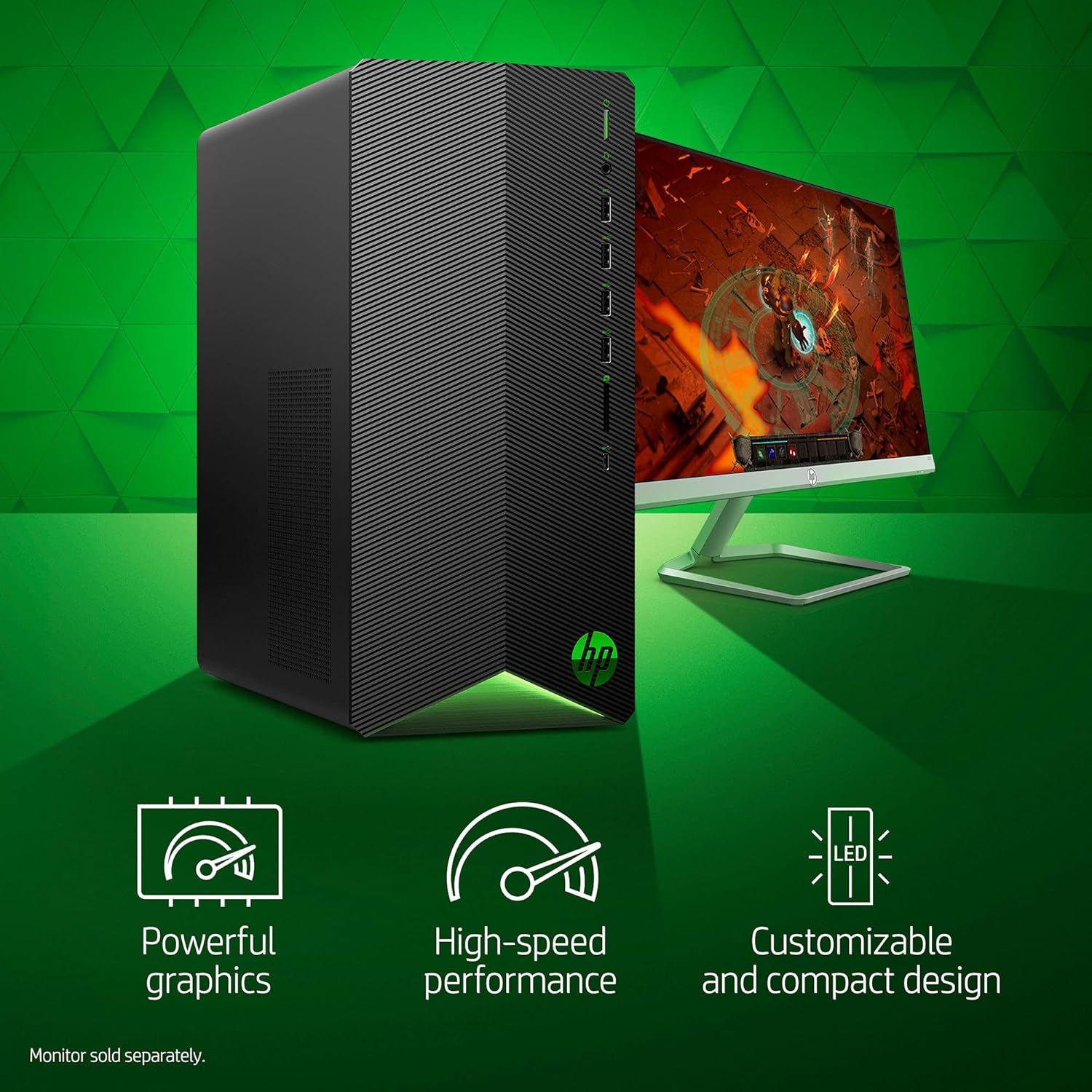 HP Pavilion – Escritorio para juegos, AMD Radeon RX 5500, procesador AMD Ryzen 5 5600G, 8 GB de RAM, SSD de 512 GB, Windows 11 Home, 9 puertos USB,