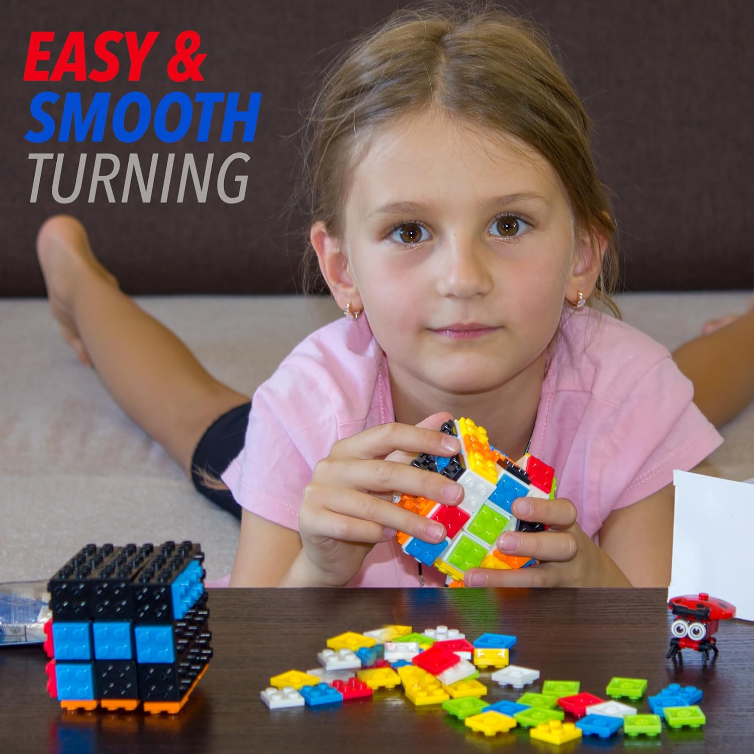 TOYAMBA Cubo de ladrillo con bloques de construcción, mini juguete incluido, compatible con Lego Cube, inspirado en Rubix Cube para niños, juguete