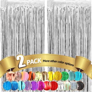 Cortinas de flecos de papel de oropel plateado, 3.3 x 8.2 pies, serpentina de puerta de pared para cabina de fotos para cumpleaños, graduación, Cortinas de flecos de papel de oropel plateado, 3.3 x 8.2 pies, serpentina de puerta de pared para cabina de fotos para cumpleaños, graduación,