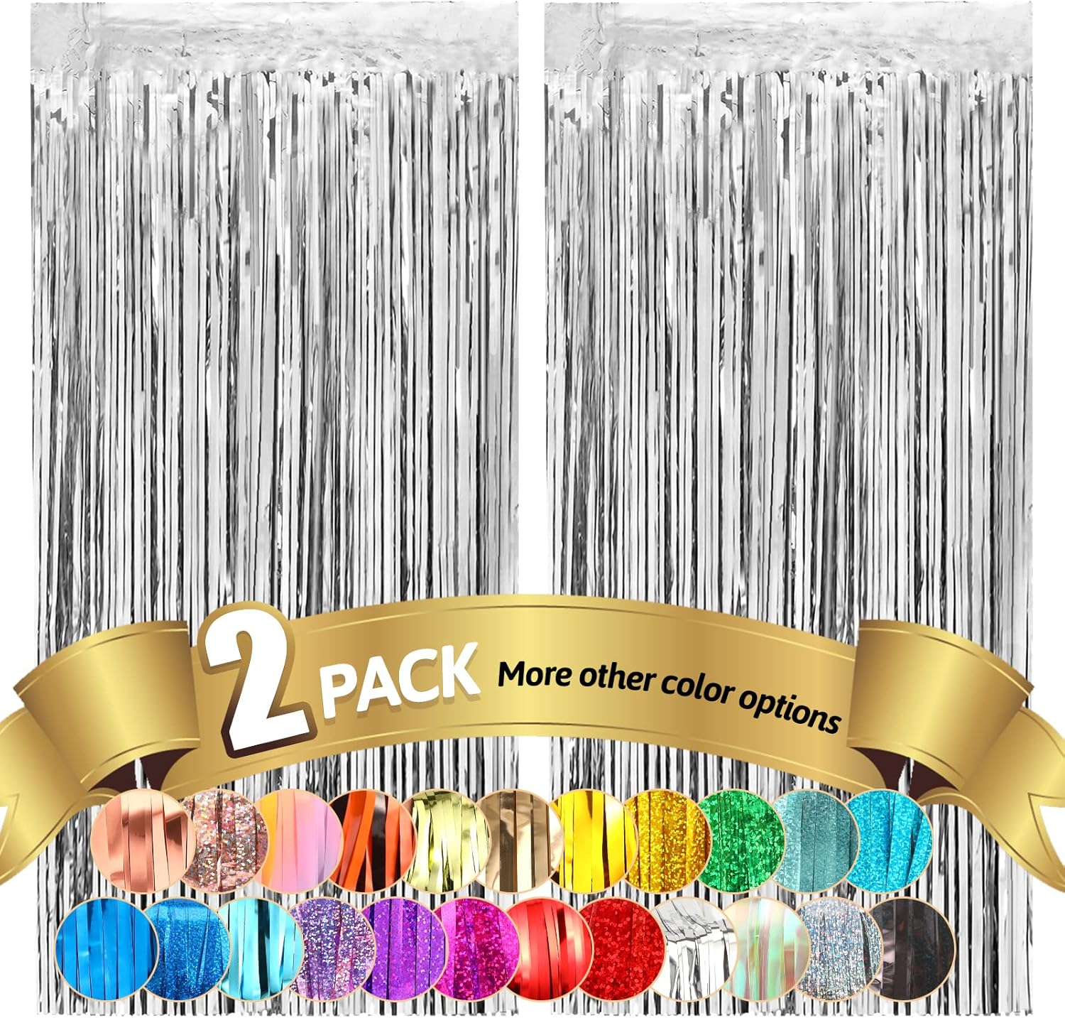 Cortinas de flecos de papel de oropel plateado, 3.3 x 8.2 pies, serpentina de puerta de pared para cabina de fotos para cumpleaños, graduación,